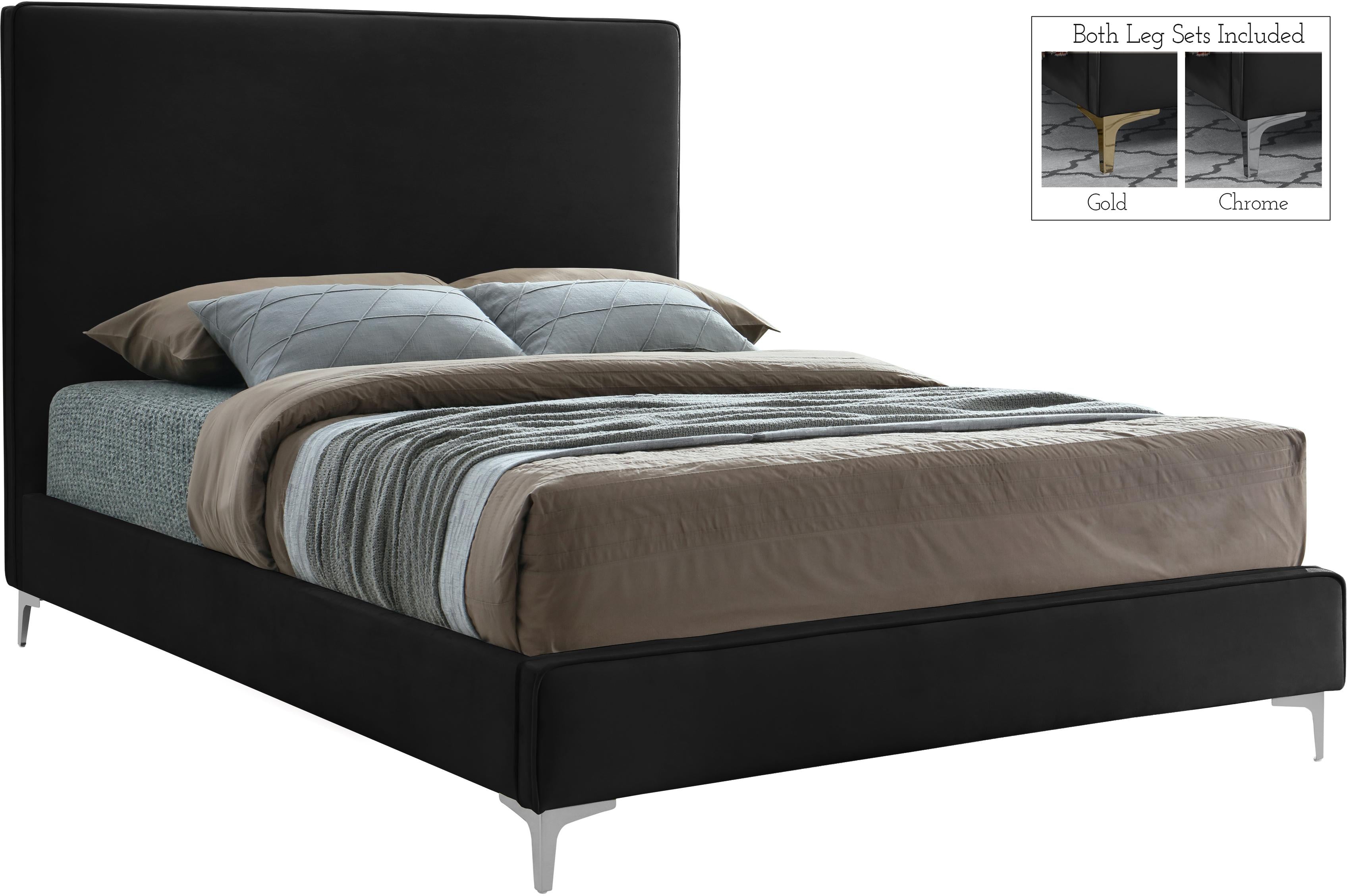 Geri Black Velvet Full Bed - Luxury Home Furniture (MI)