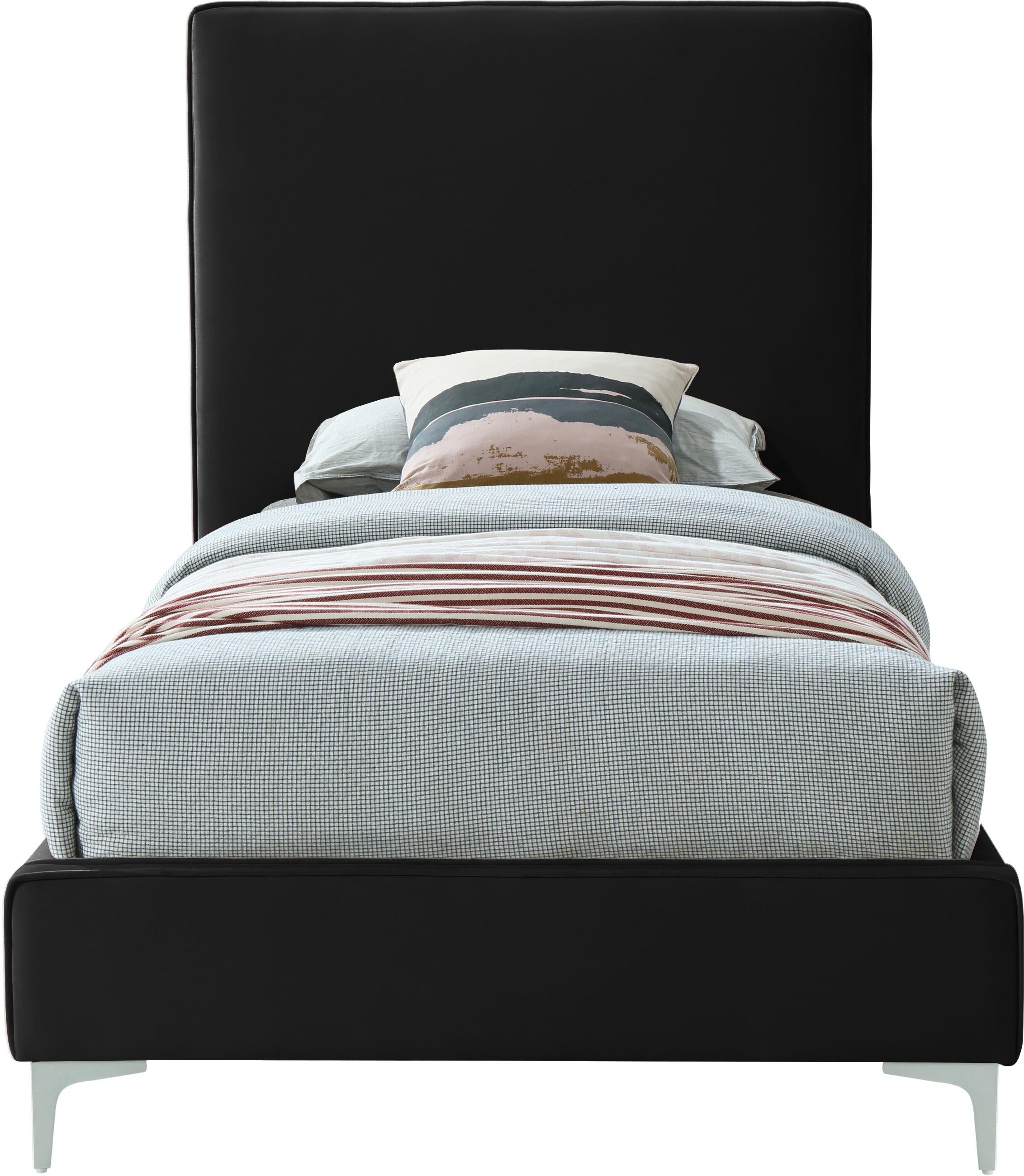 Geri Black Velvet Twin Bed - Luxury Home Furniture (MI)