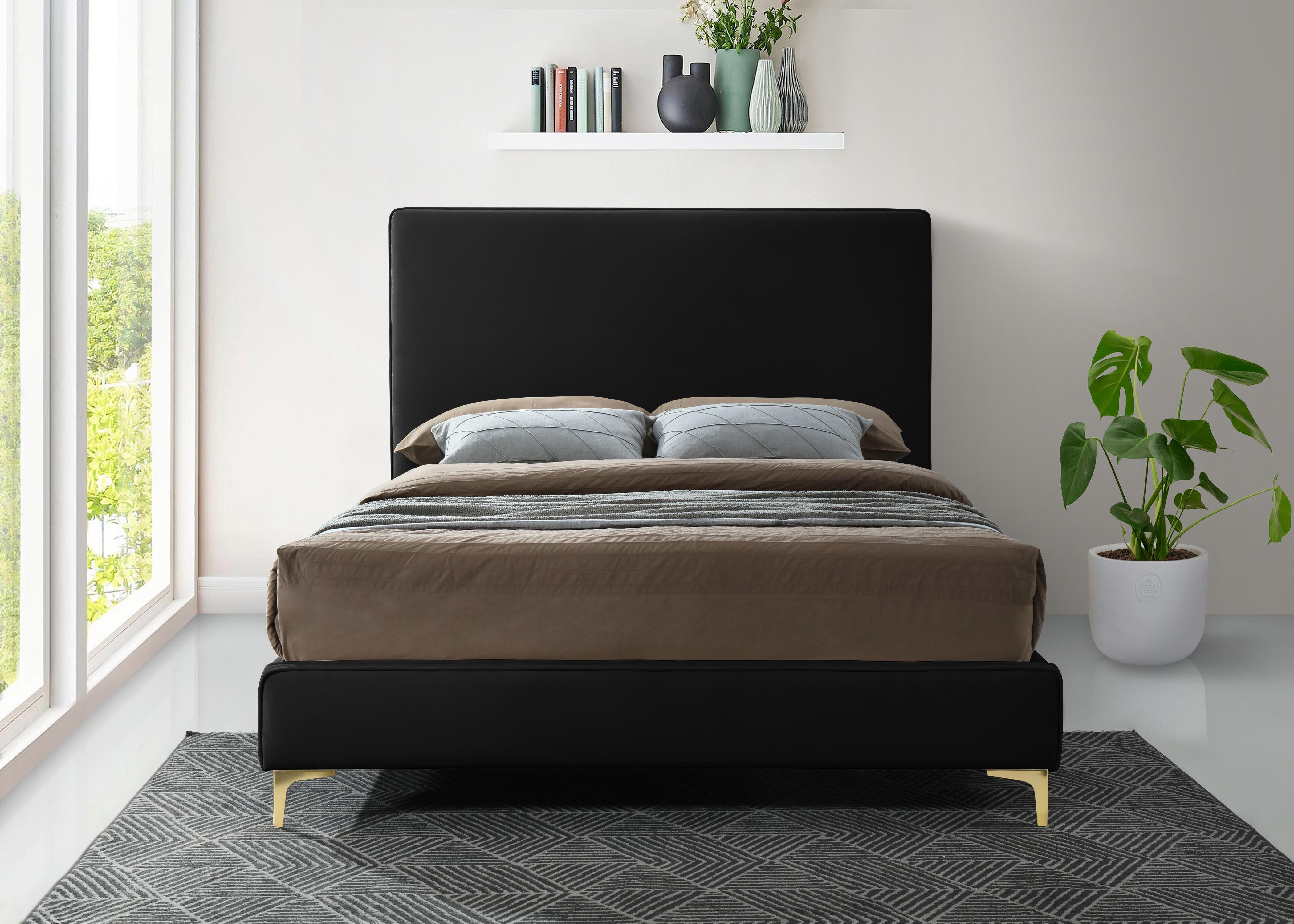 Geri Black Velvet Queen Bed - Luxury Home Furniture (MI)