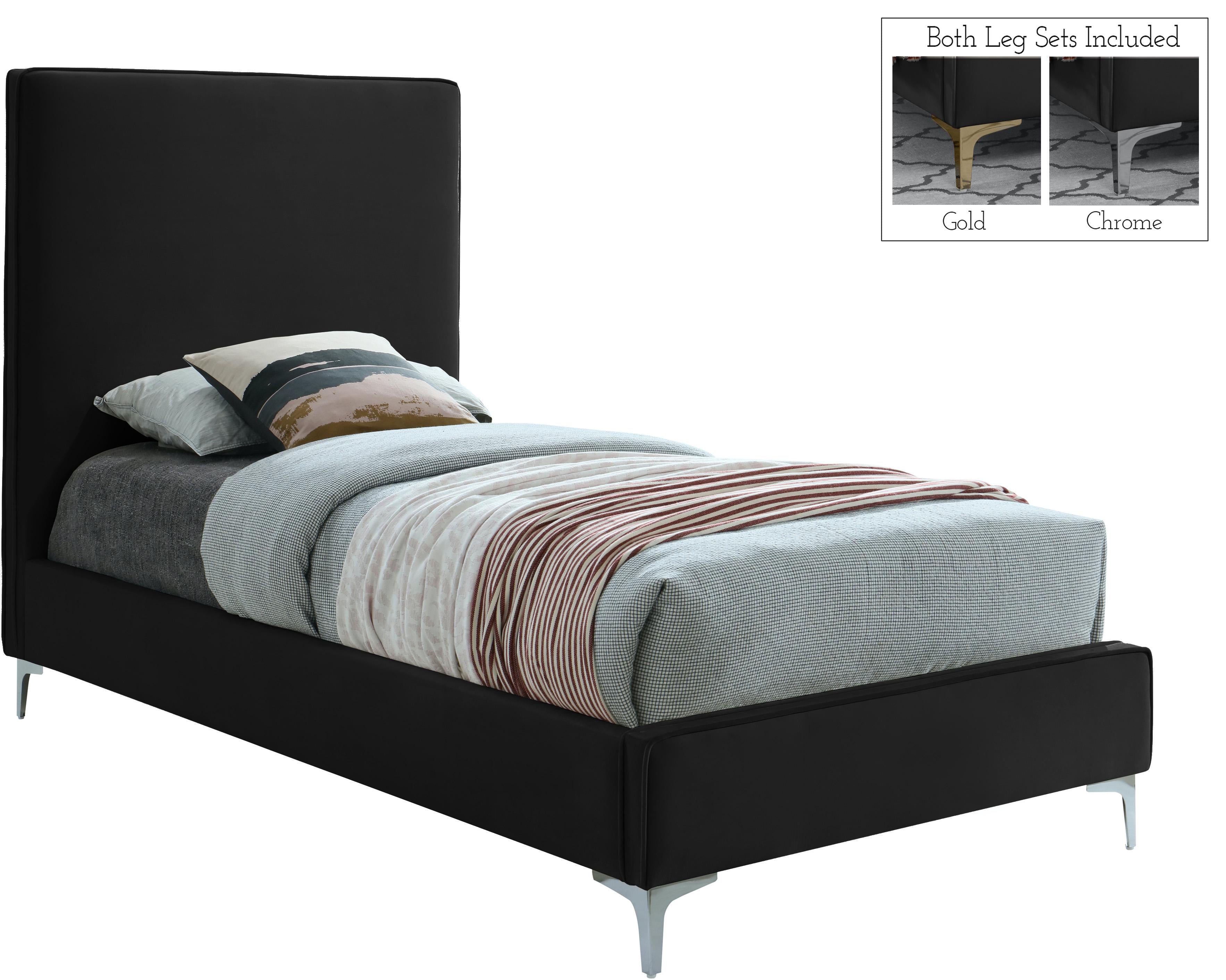 Geri Black Velvet Twin Bed - Luxury Home Furniture (MI)