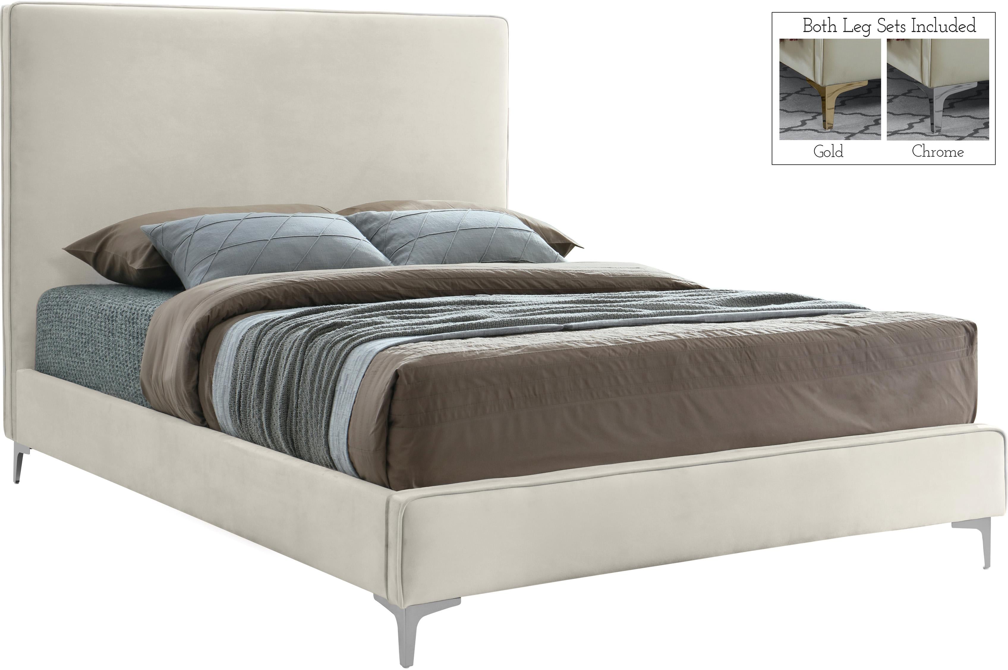 Geri Cream Velvet Full Bed - Luxury Home Furniture (MI)