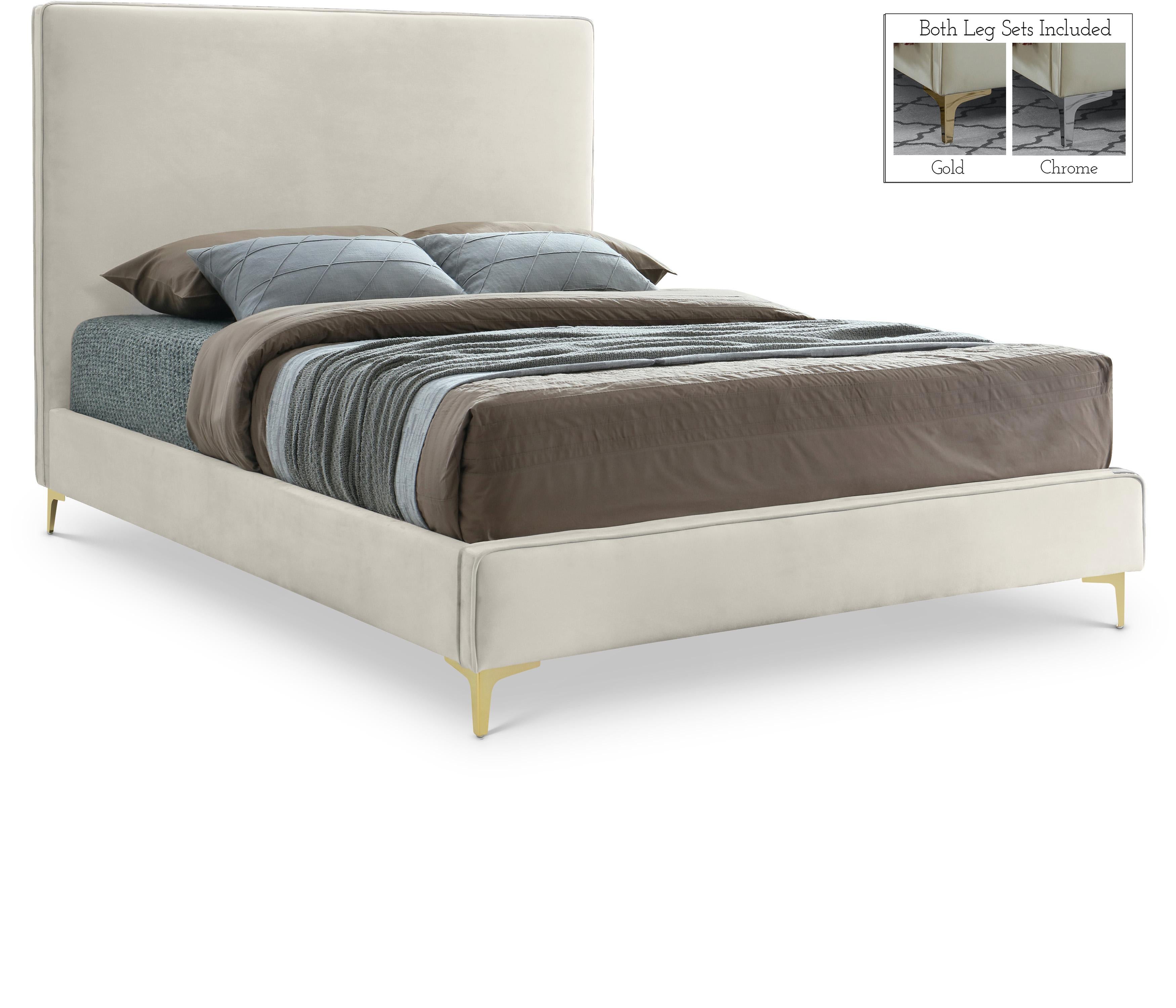 Geri Cream Velvet Full Bed - Luxury Home Furniture (MI)
