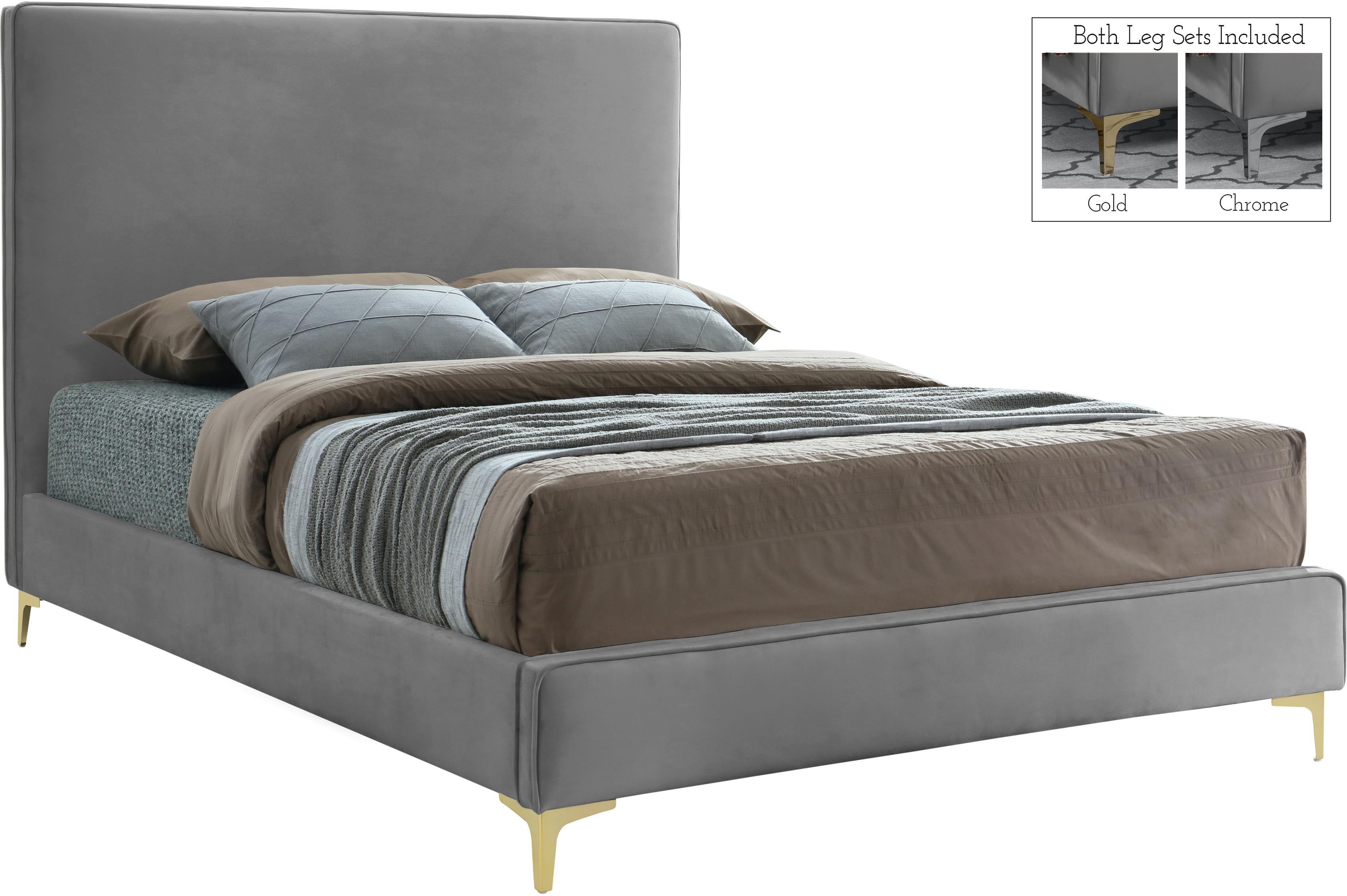 Geri Grey Velvet Full Bed - Luxury Home Furniture (MI)