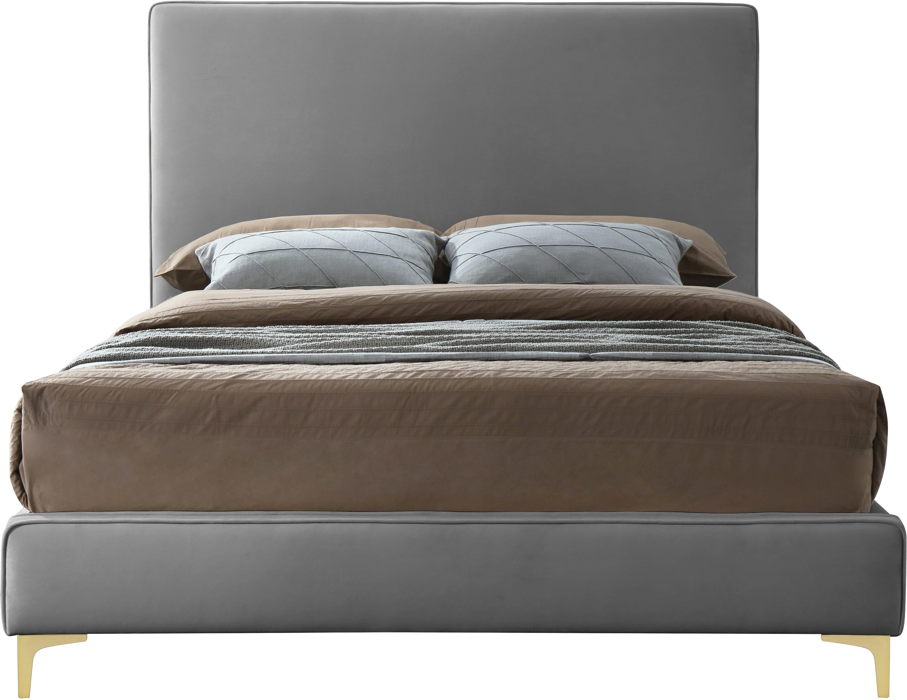 Geri Grey Velvet Queen Bed - Luxury Home Furniture (MI)
