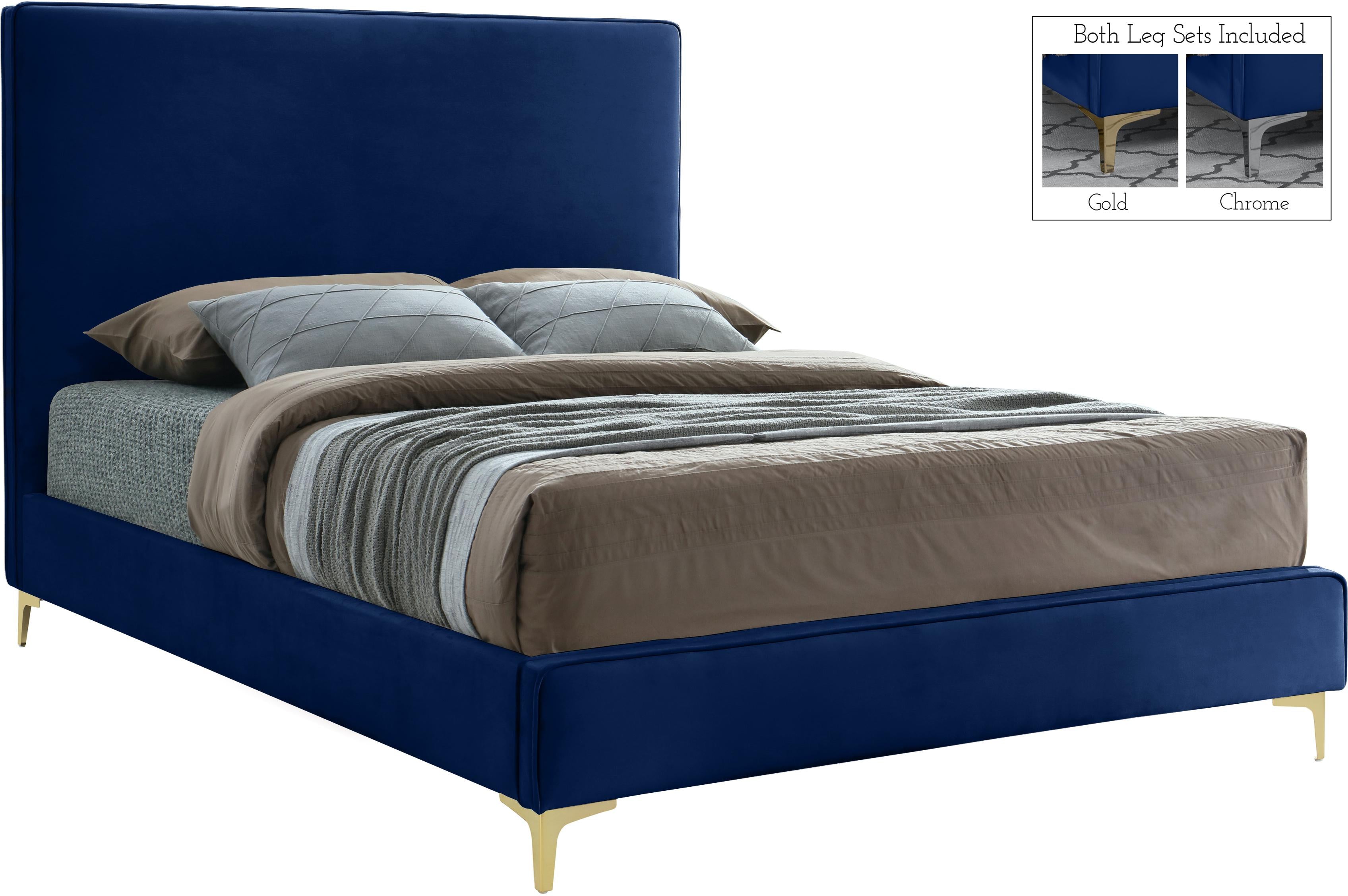 Geri Navy Velvet Full Bed - Luxury Home Furniture (MI)