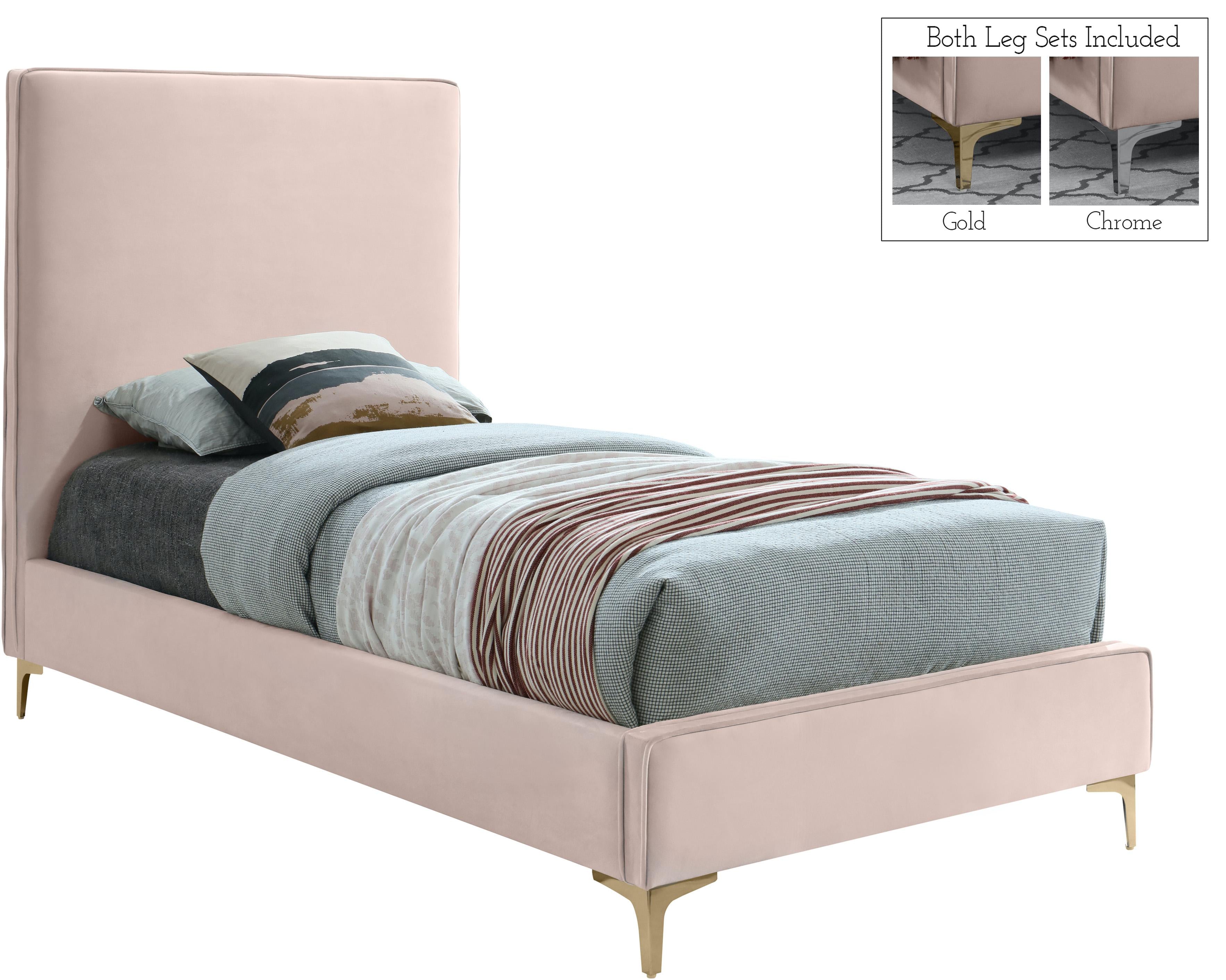 Geri Pink Velvet Twin Bed - Luxury Home Furniture (MI)