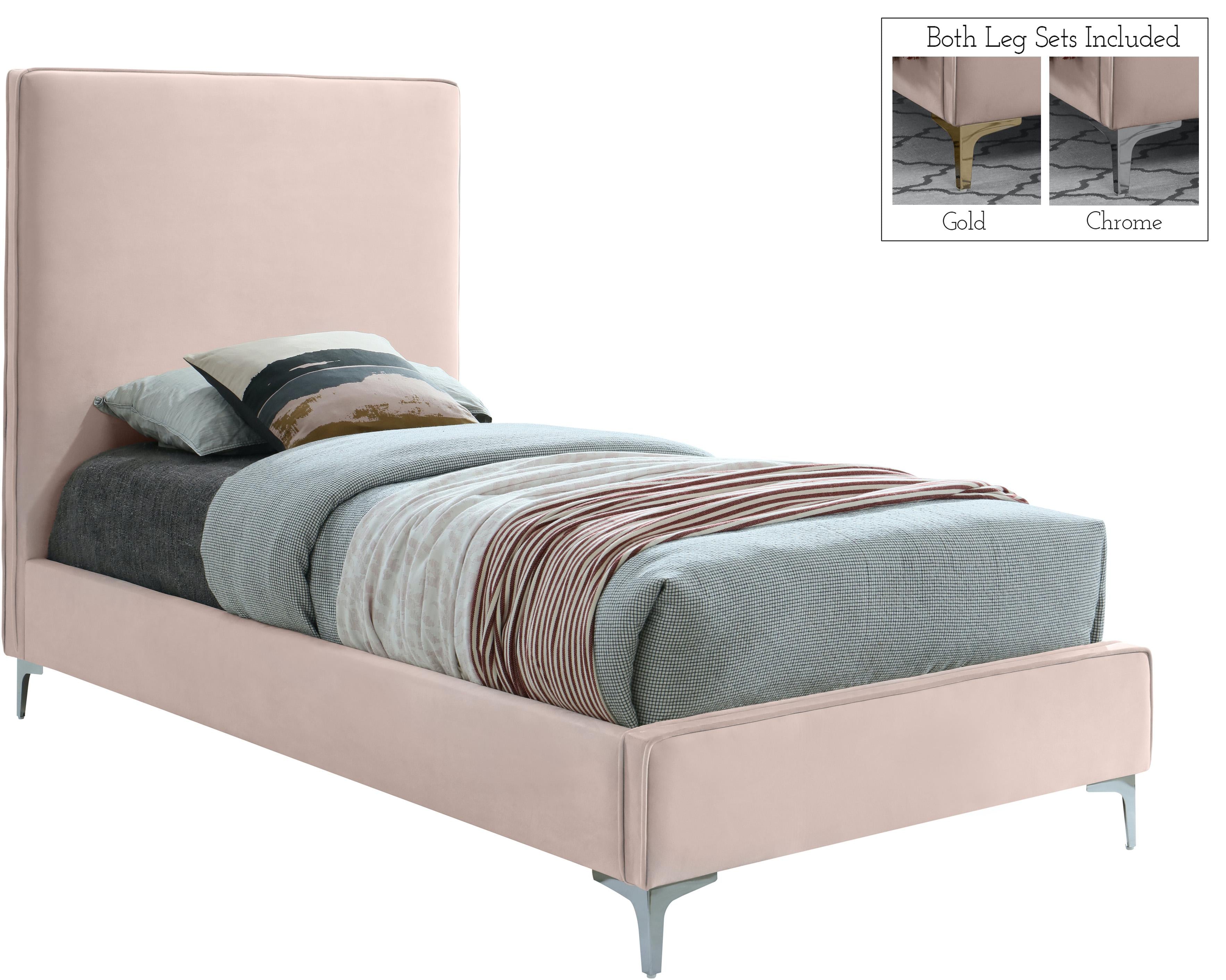 Geri Pink Velvet Twin Bed - Luxury Home Furniture (MI)
