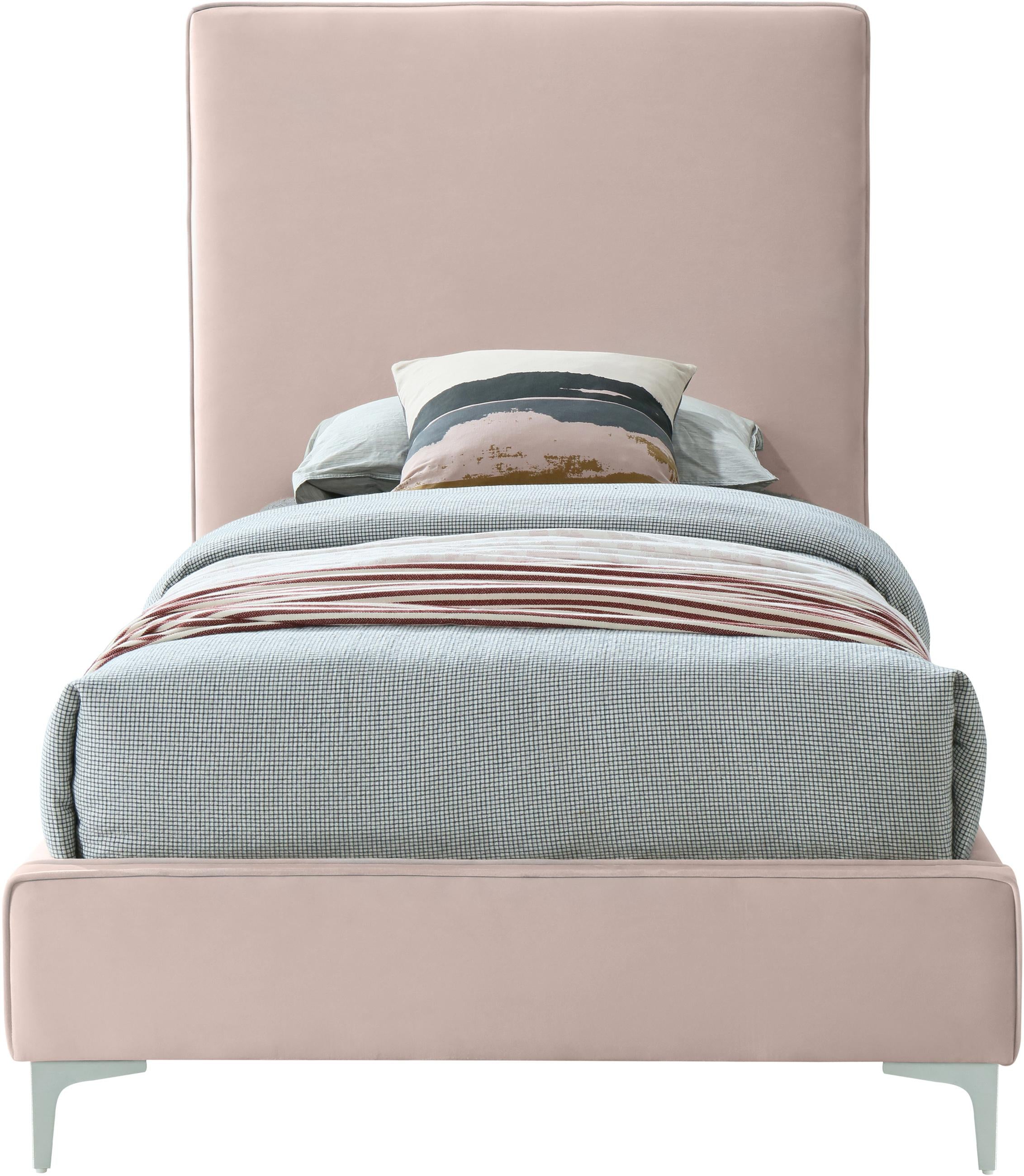 Geri Pink Velvet Twin Bed - Luxury Home Furniture (MI)