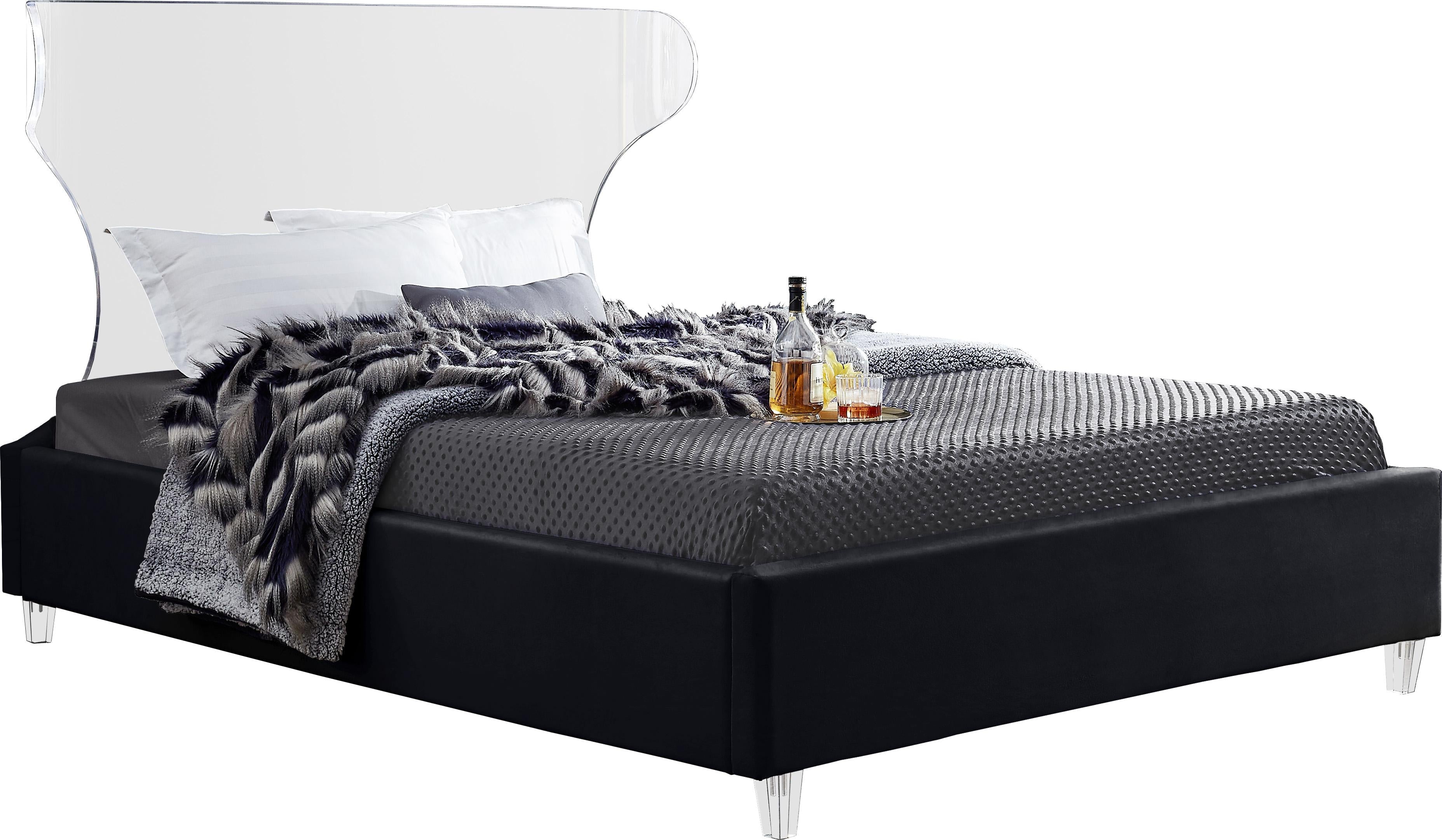 Ghost Black Velvet Queen Bed - Luxury Home Furniture (MI)