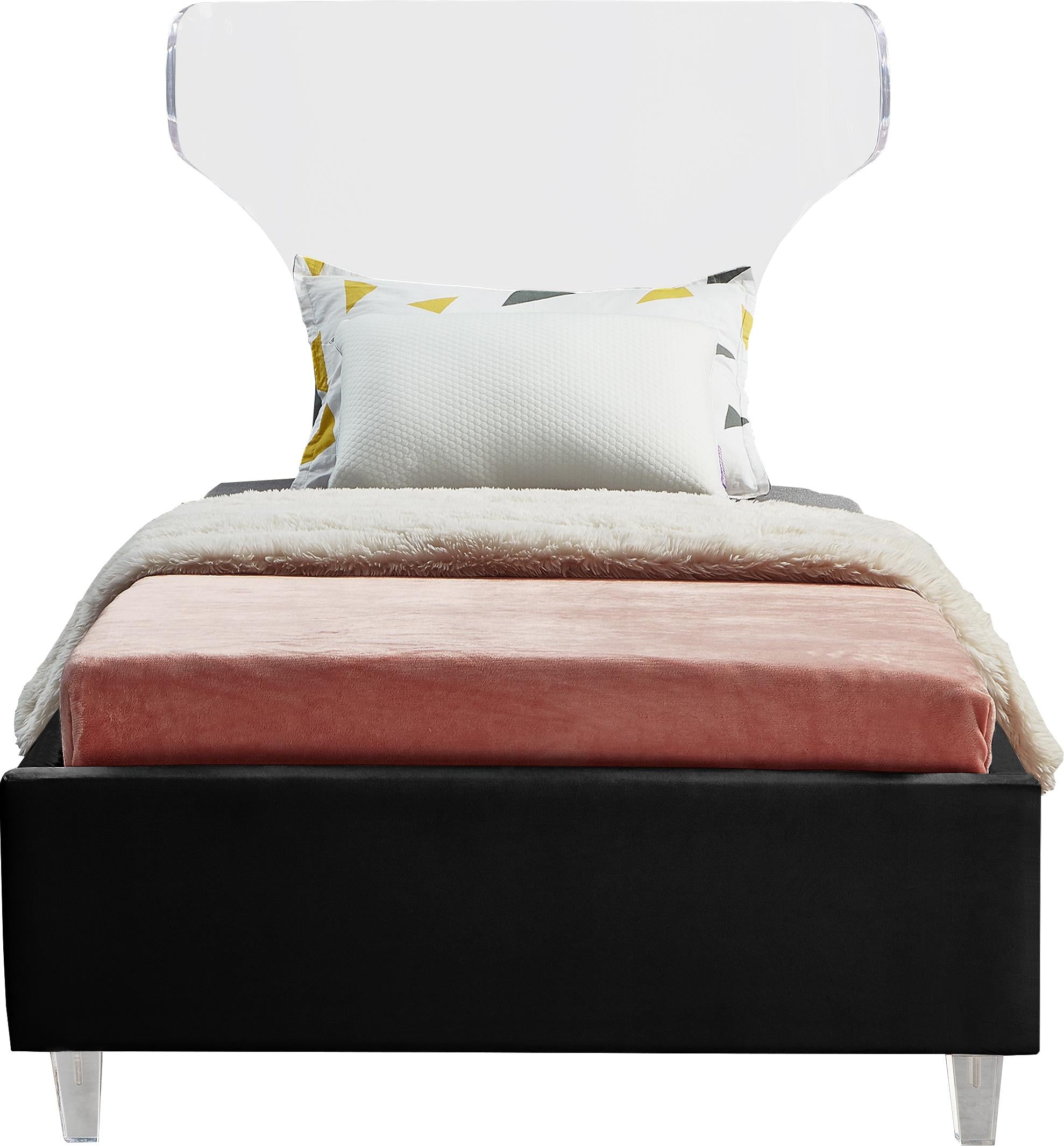 Ghost Black Velvet Twin Bed - Luxury Home Furniture (MI)