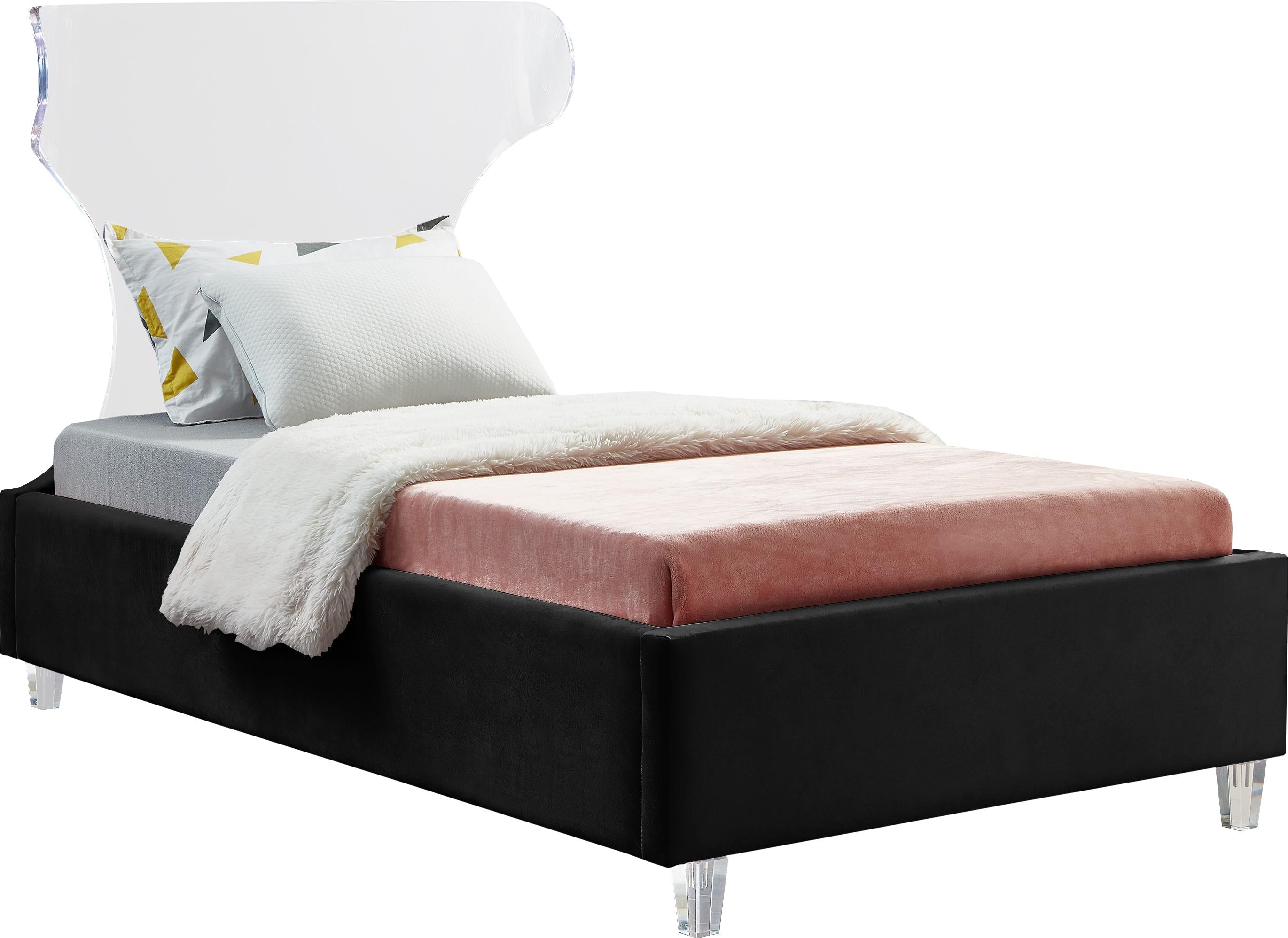 Ghost Black Velvet Twin Bed - Luxury Home Furniture (MI)