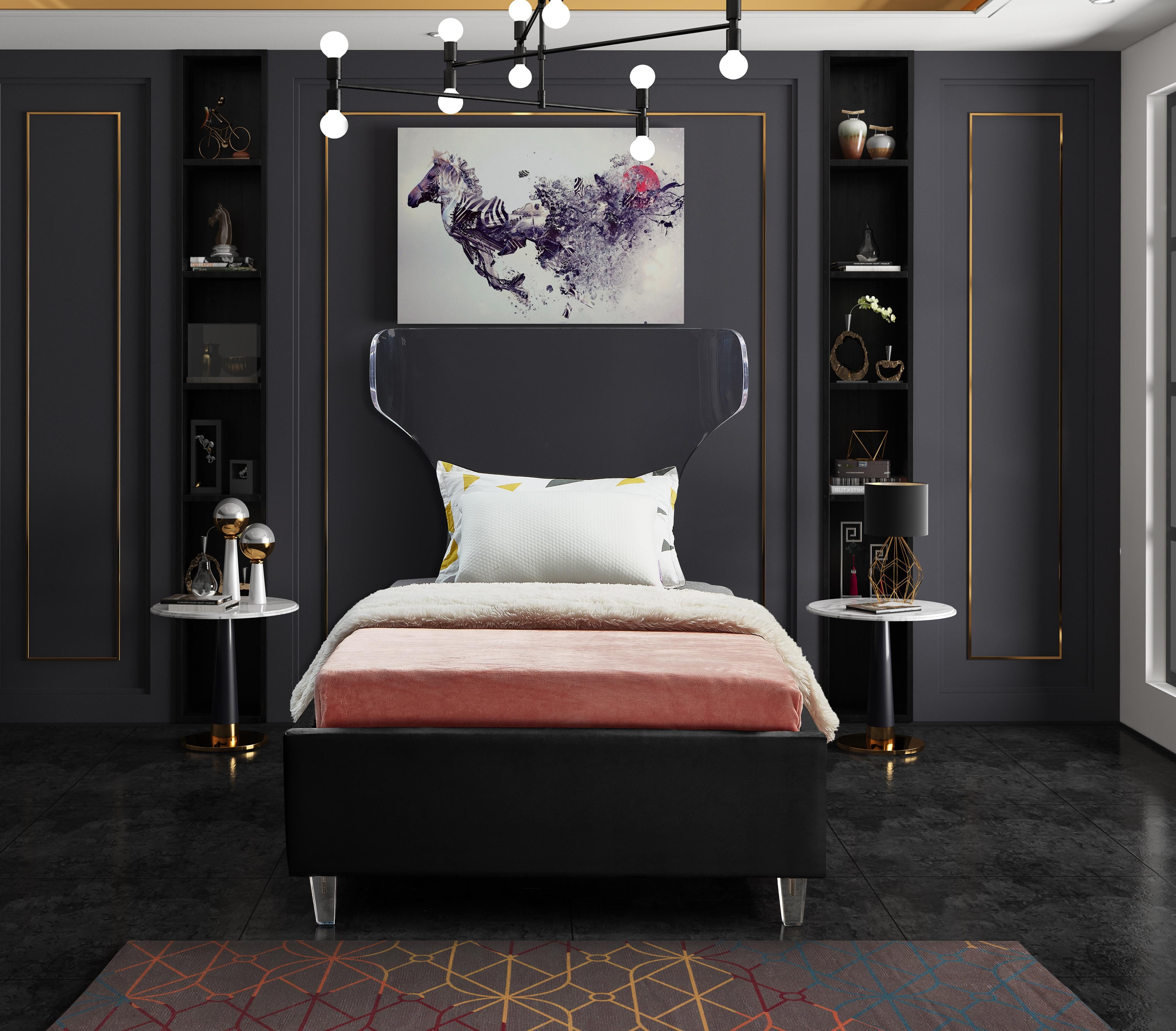 Ghost Black Velvet Twin Bed - Luxury Home Furniture (MI)