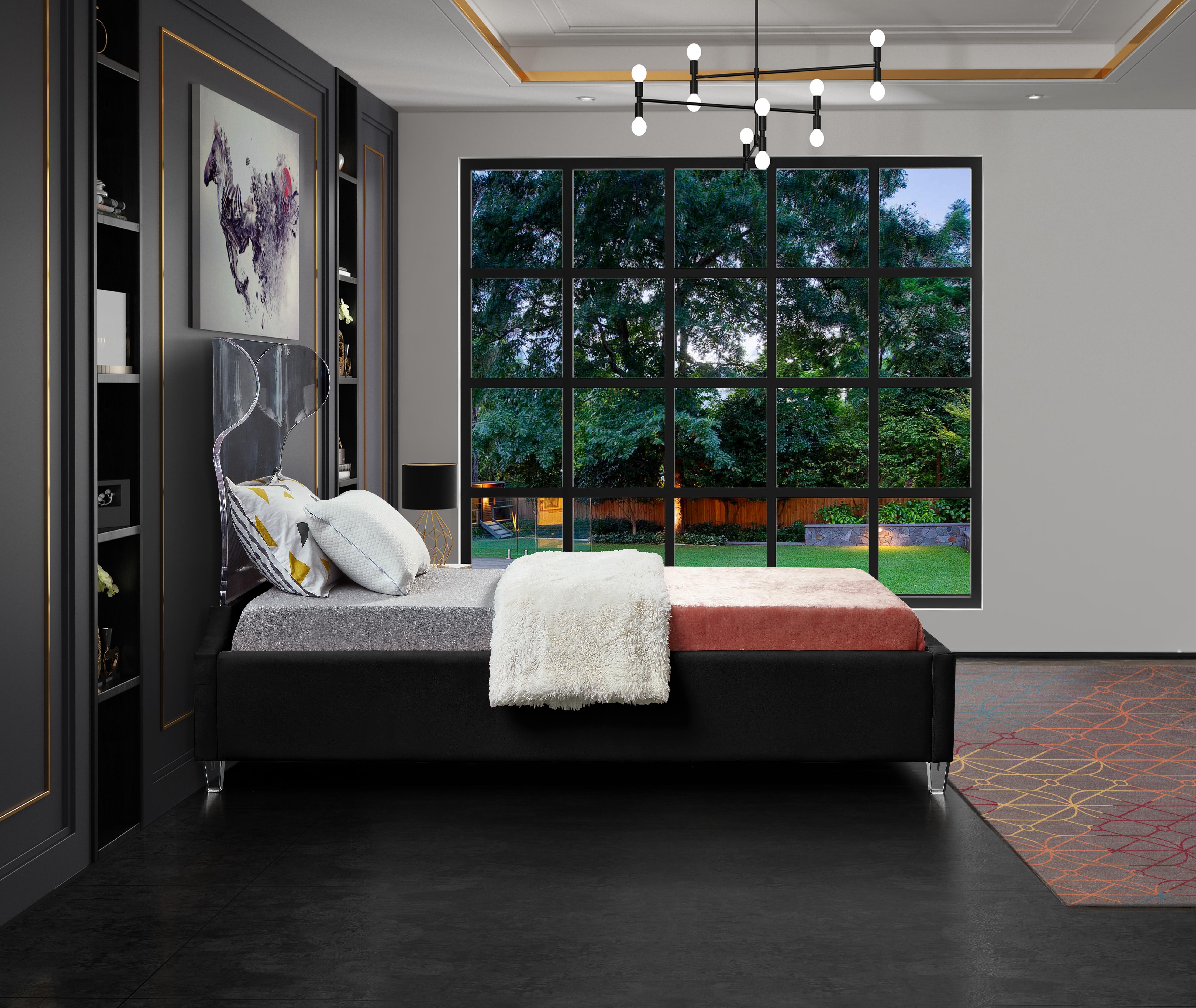 Ghost Black Velvet Twin Bed - Luxury Home Furniture (MI)