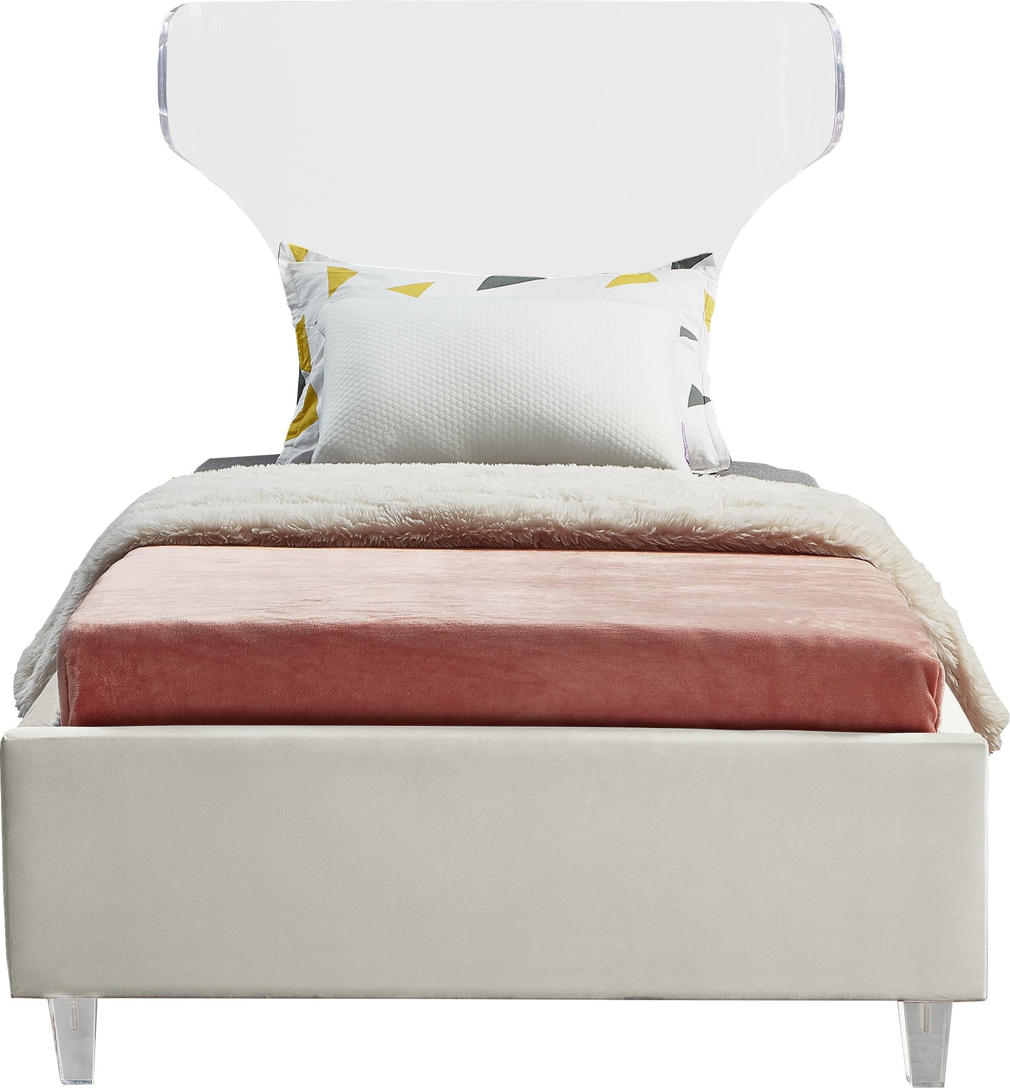Ghost Cream Velvet Twin Bed - Luxury Home Furniture (MI)