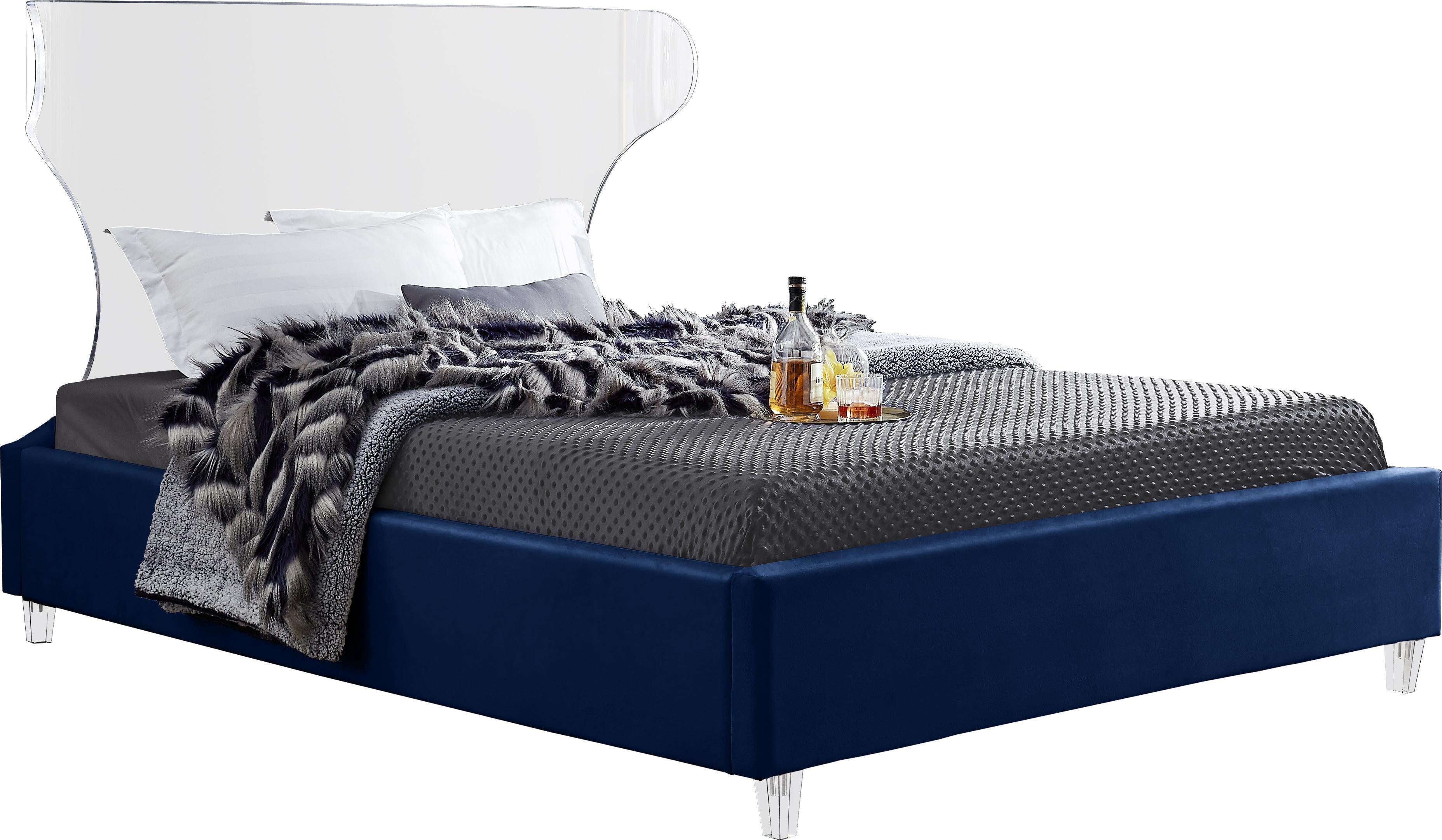 Ghost Navy Velvet Full Bed - Luxury Home Furniture (MI)