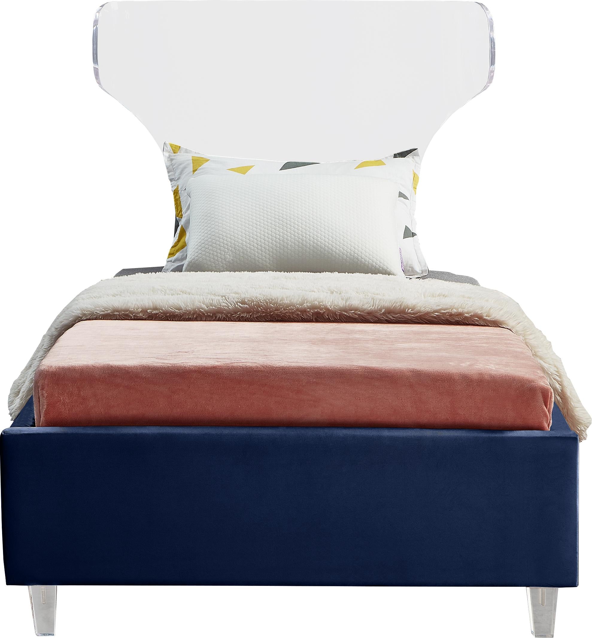Ghost Navy Velvet Twin Bed - Luxury Home Furniture (MI)
