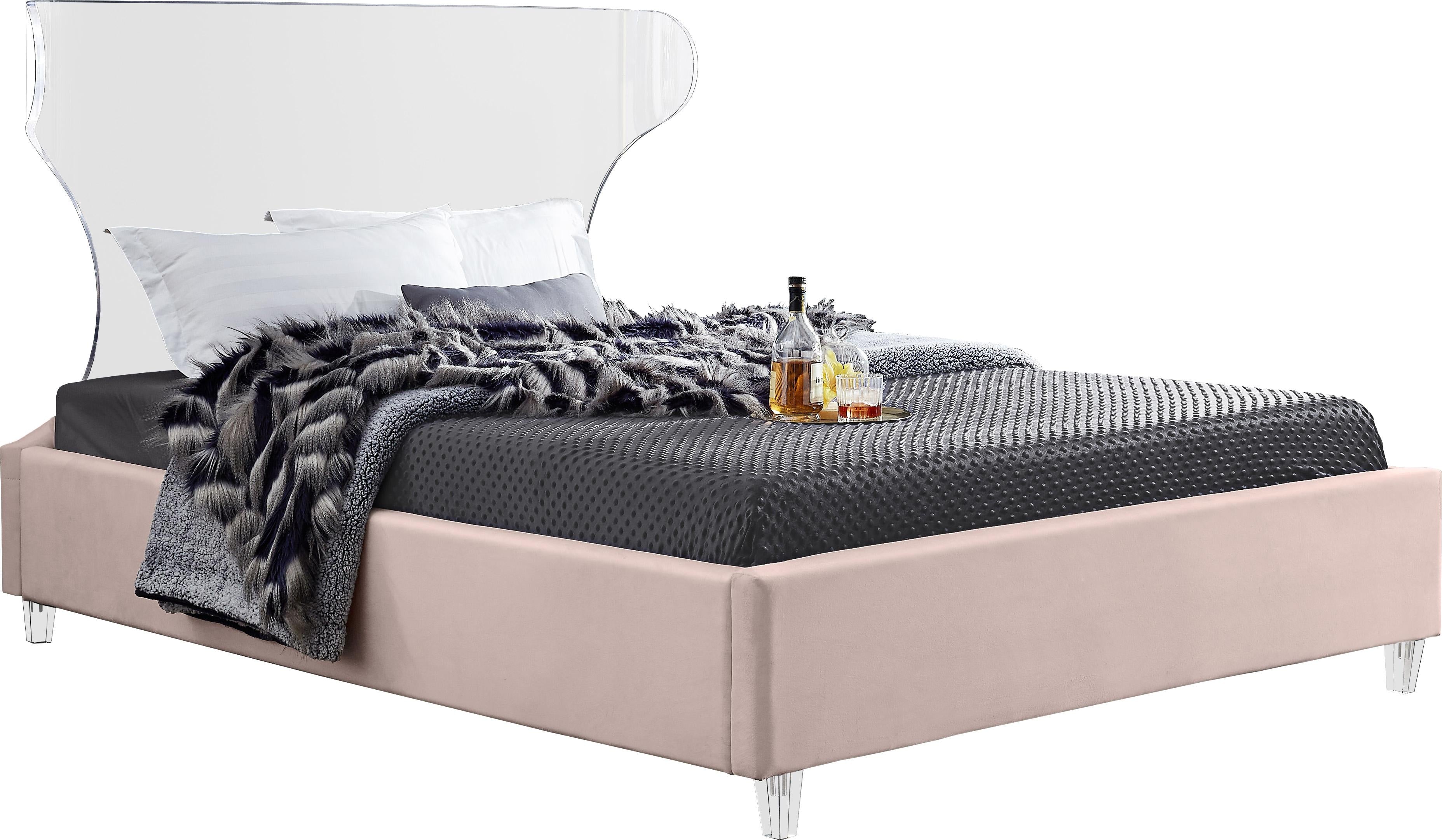 Ghost Pink Velvet Queen Bed - Luxury Home Furniture (MI)