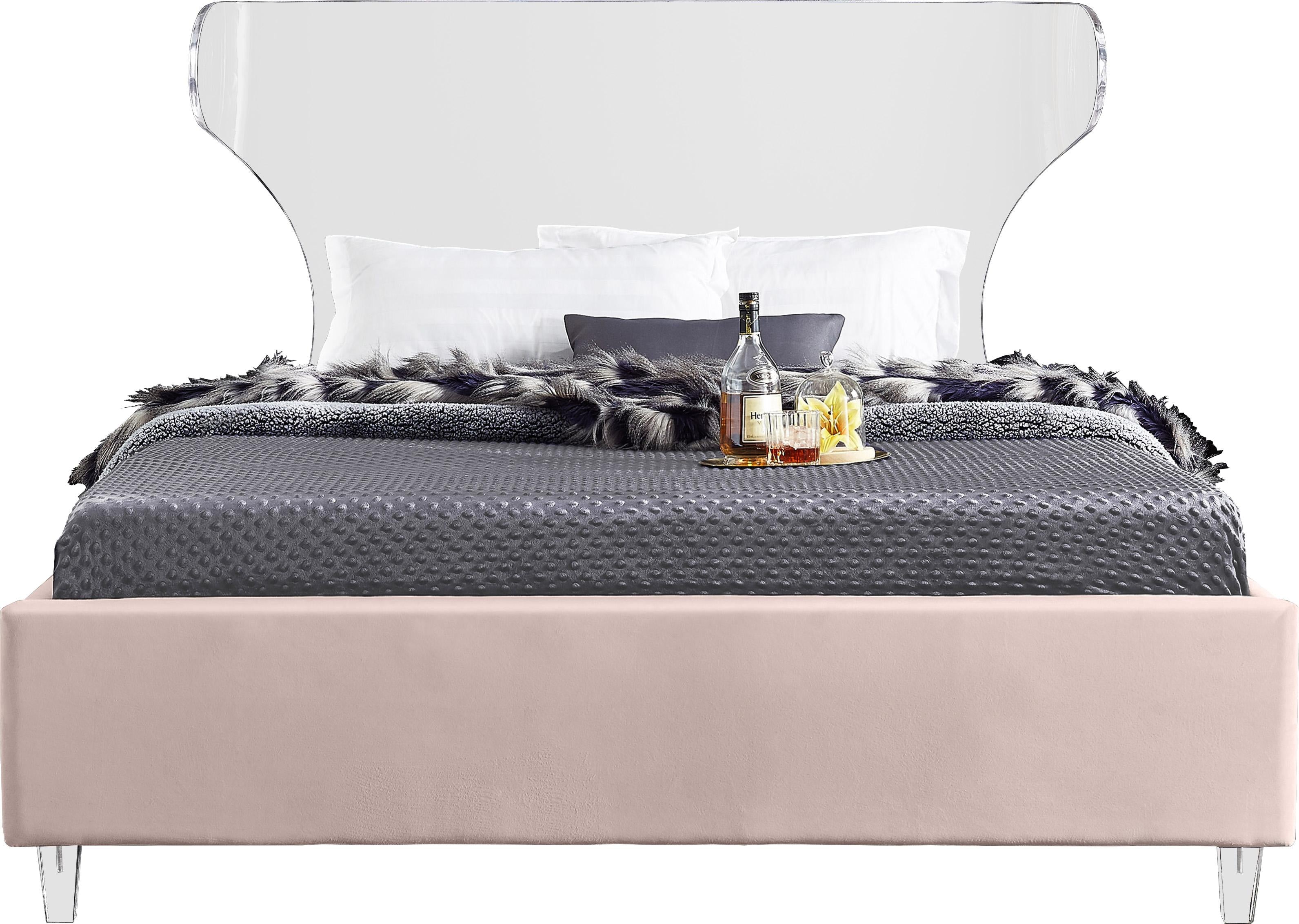 Ghost Pink Velvet King Bed - Luxury Home Furniture (MI)