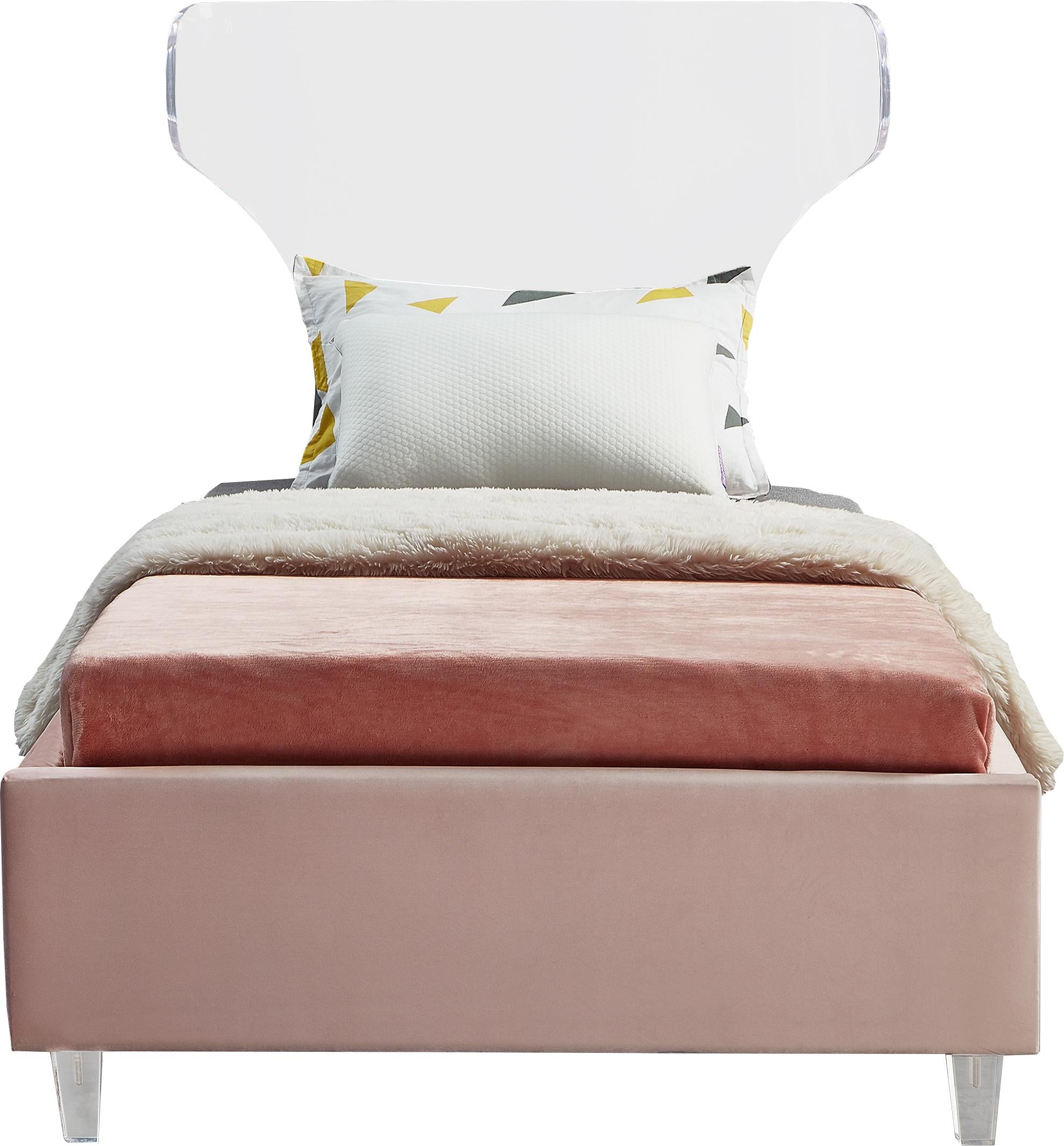 Ghost Pink Velvet Twin Bed - Luxury Home Furniture (MI)