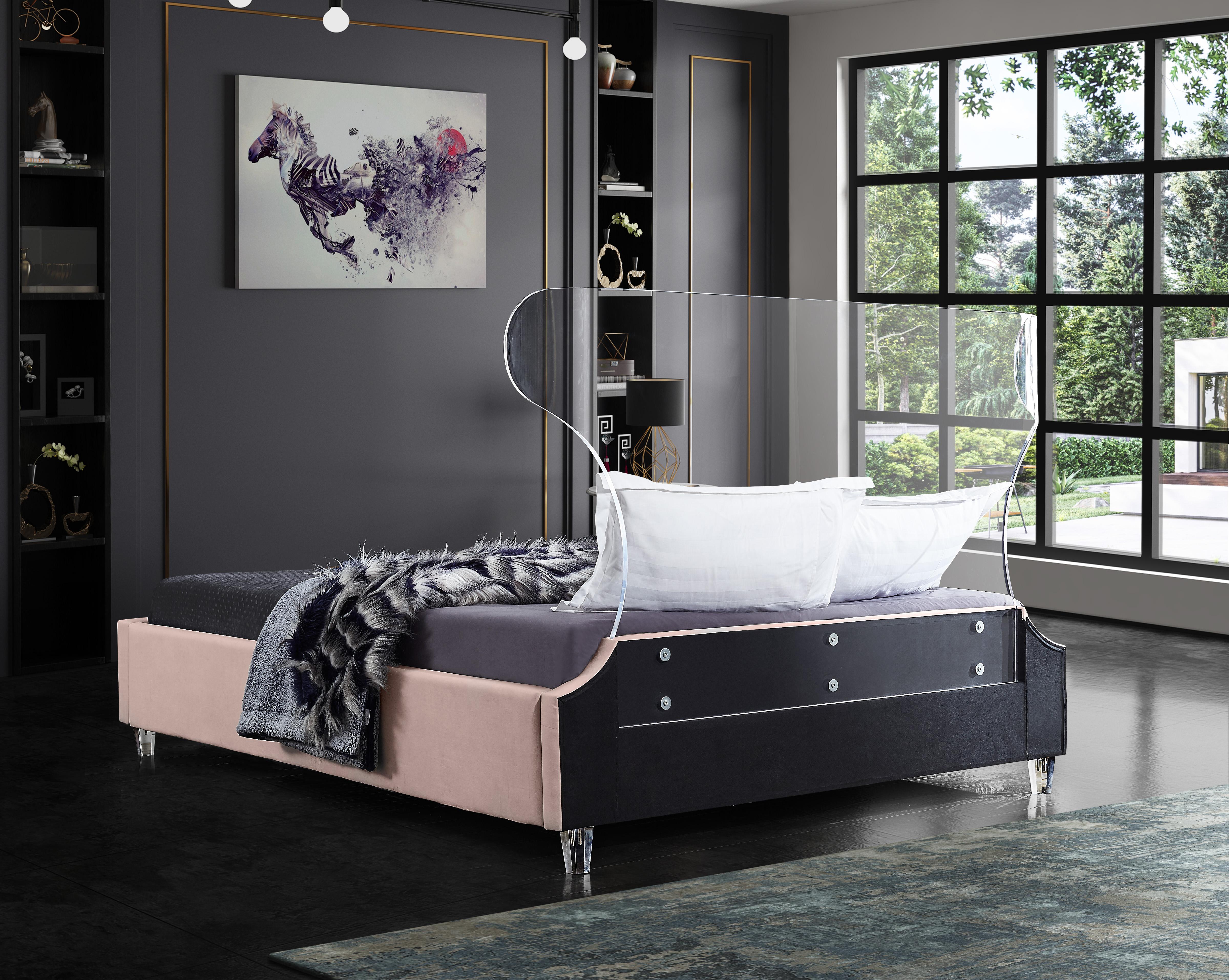Ghost Pink Velvet Queen Bed - Luxury Home Furniture (MI)