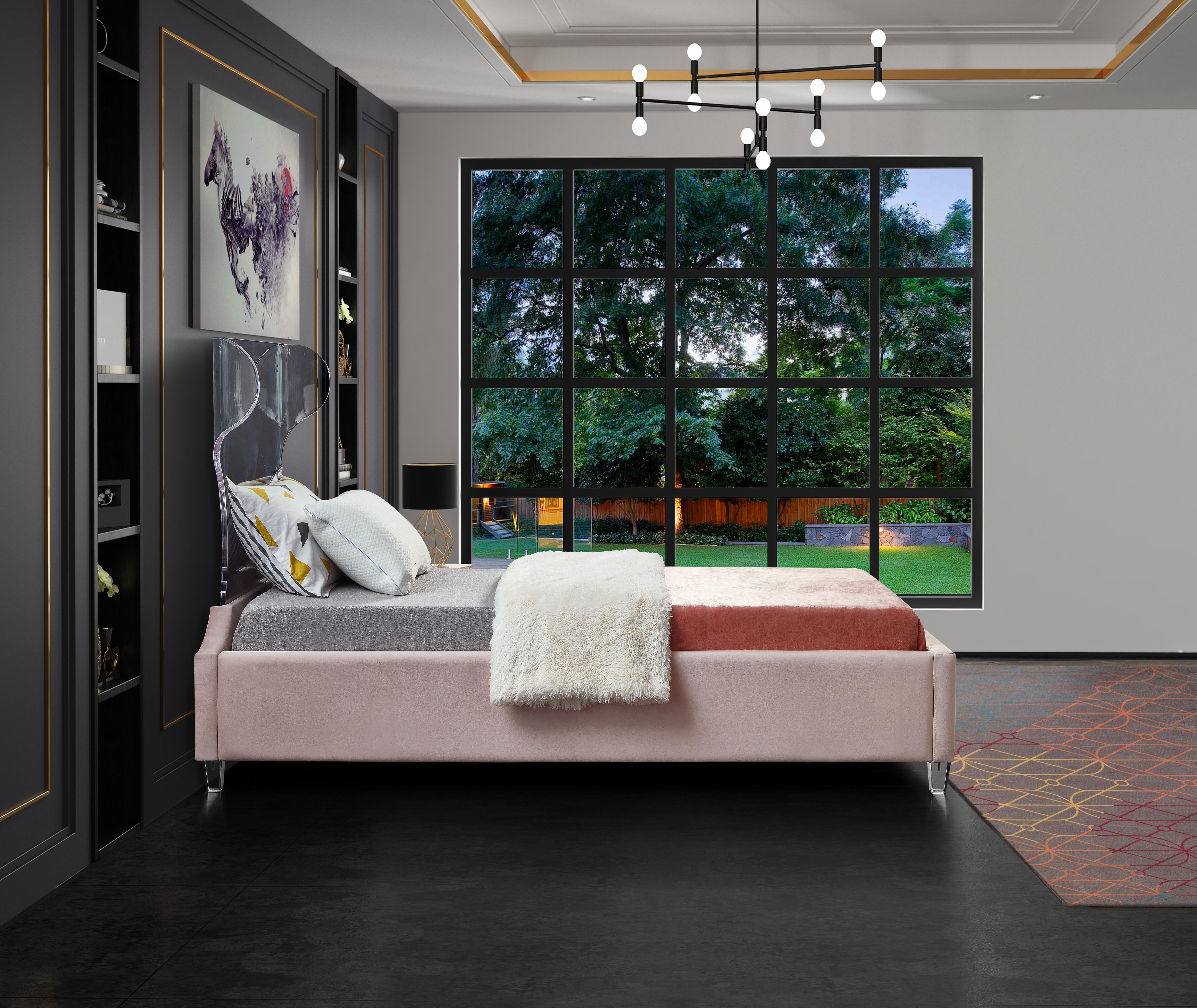 Ghost Pink Velvet Twin Bed - Luxury Home Furniture (MI)