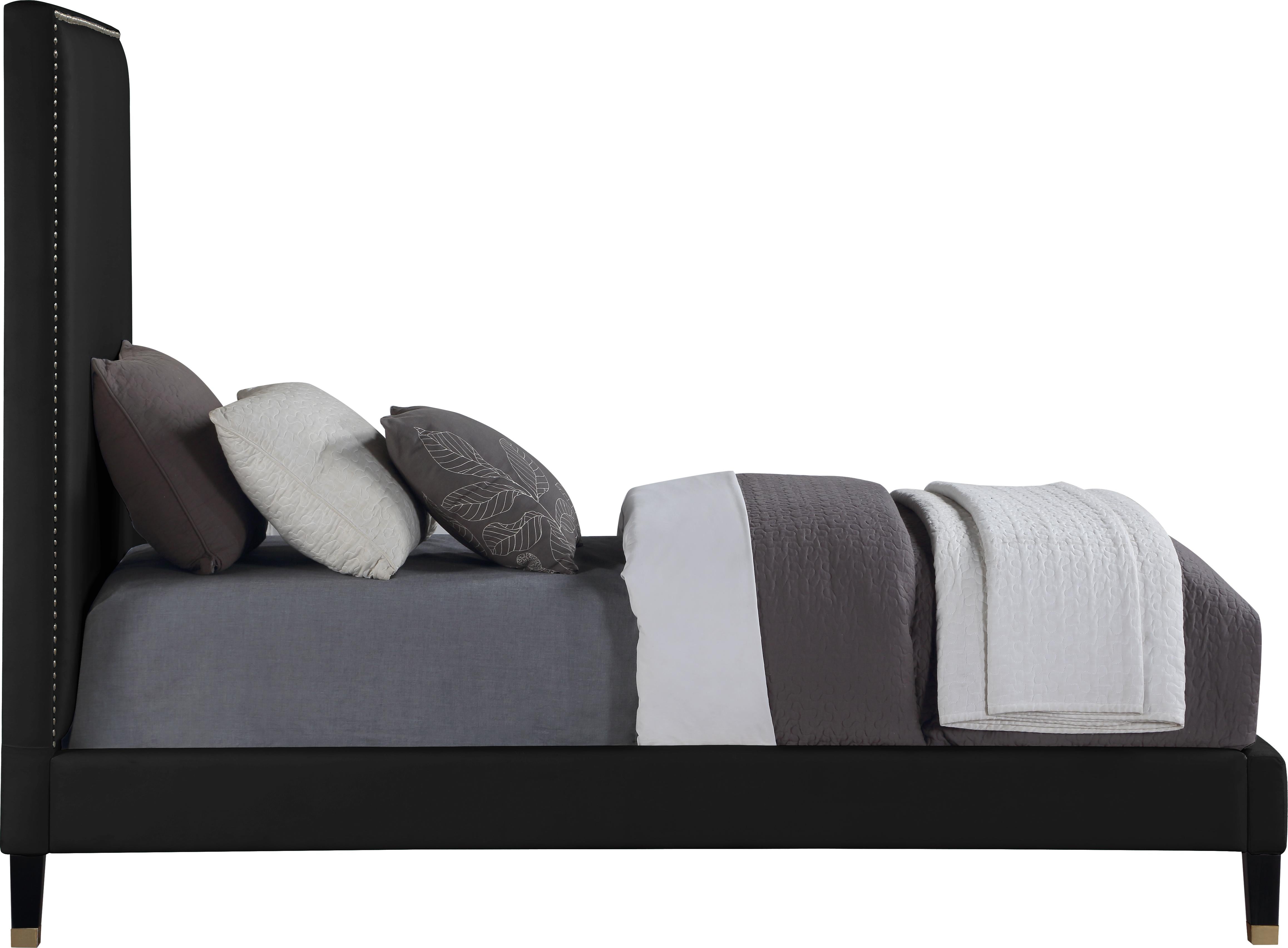 Harlie Black Velvet Twin Bed - Luxury Home Furniture (MI)