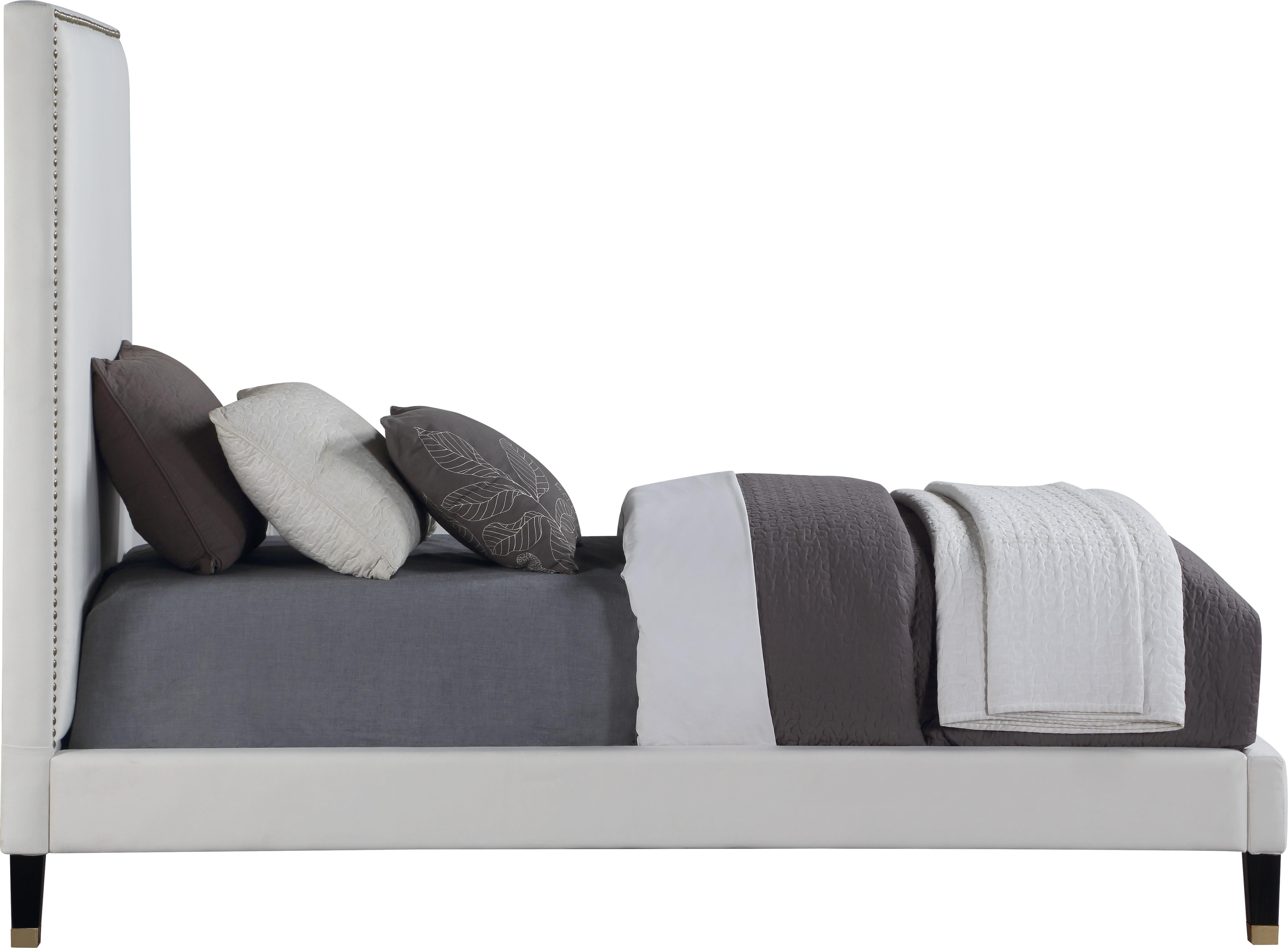 Harlie Cream Velvet Twin Bed - Luxury Home Furniture (MI)