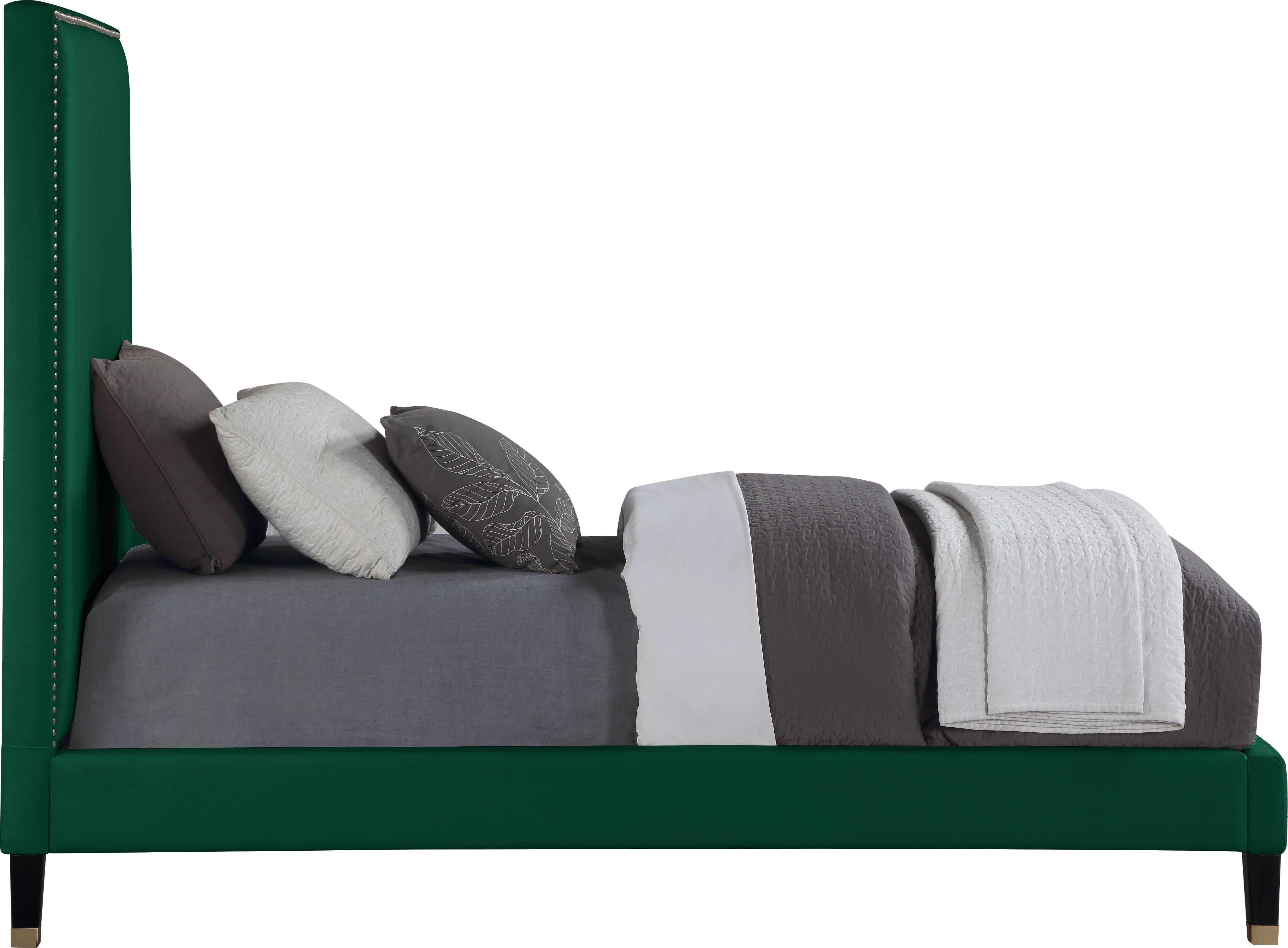 Harlie Green Velvet Twin Bed - Luxury Home Furniture (MI)