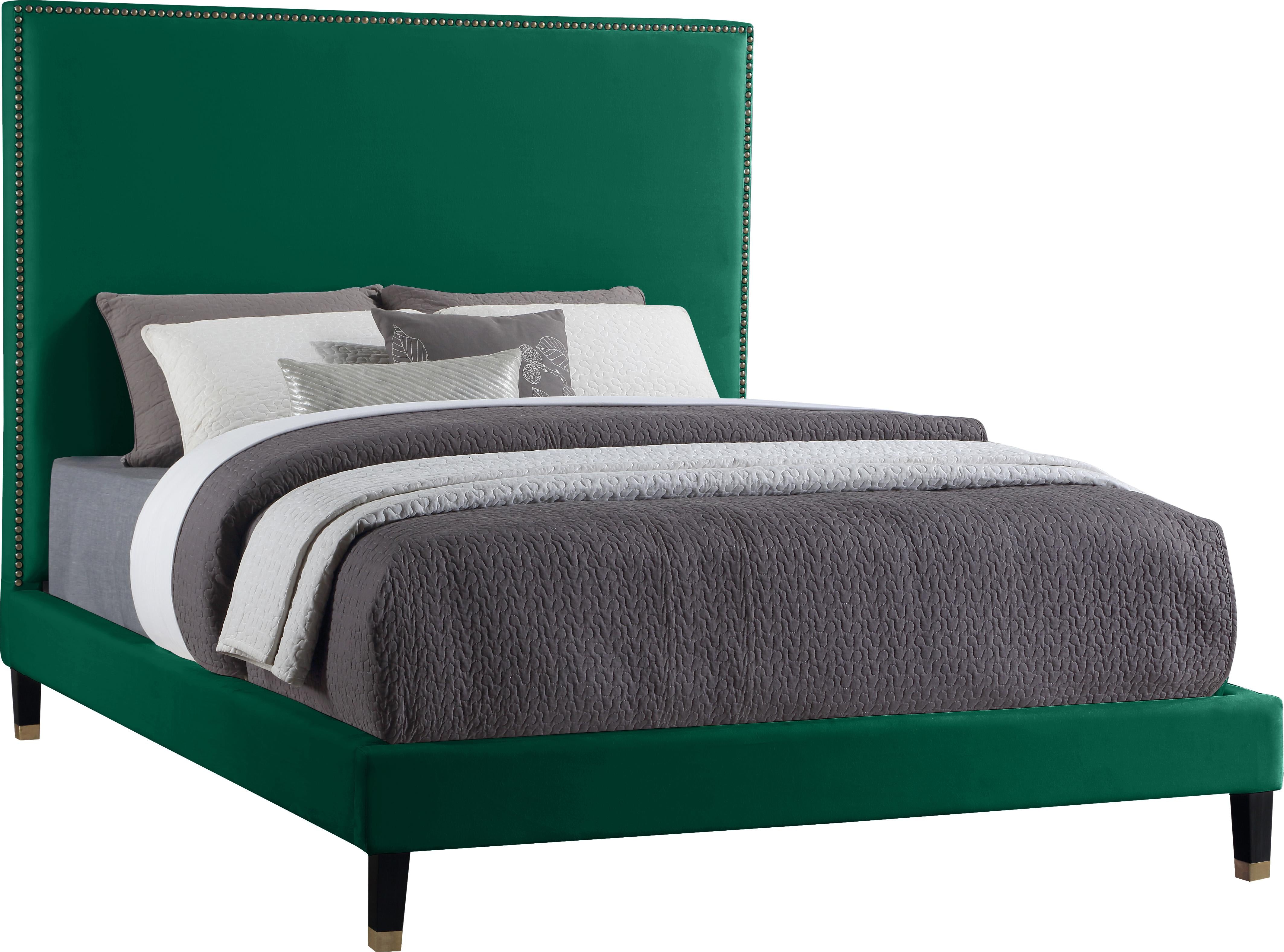 Harlie Green Velvet King Bed - Luxury Home Furniture (MI)