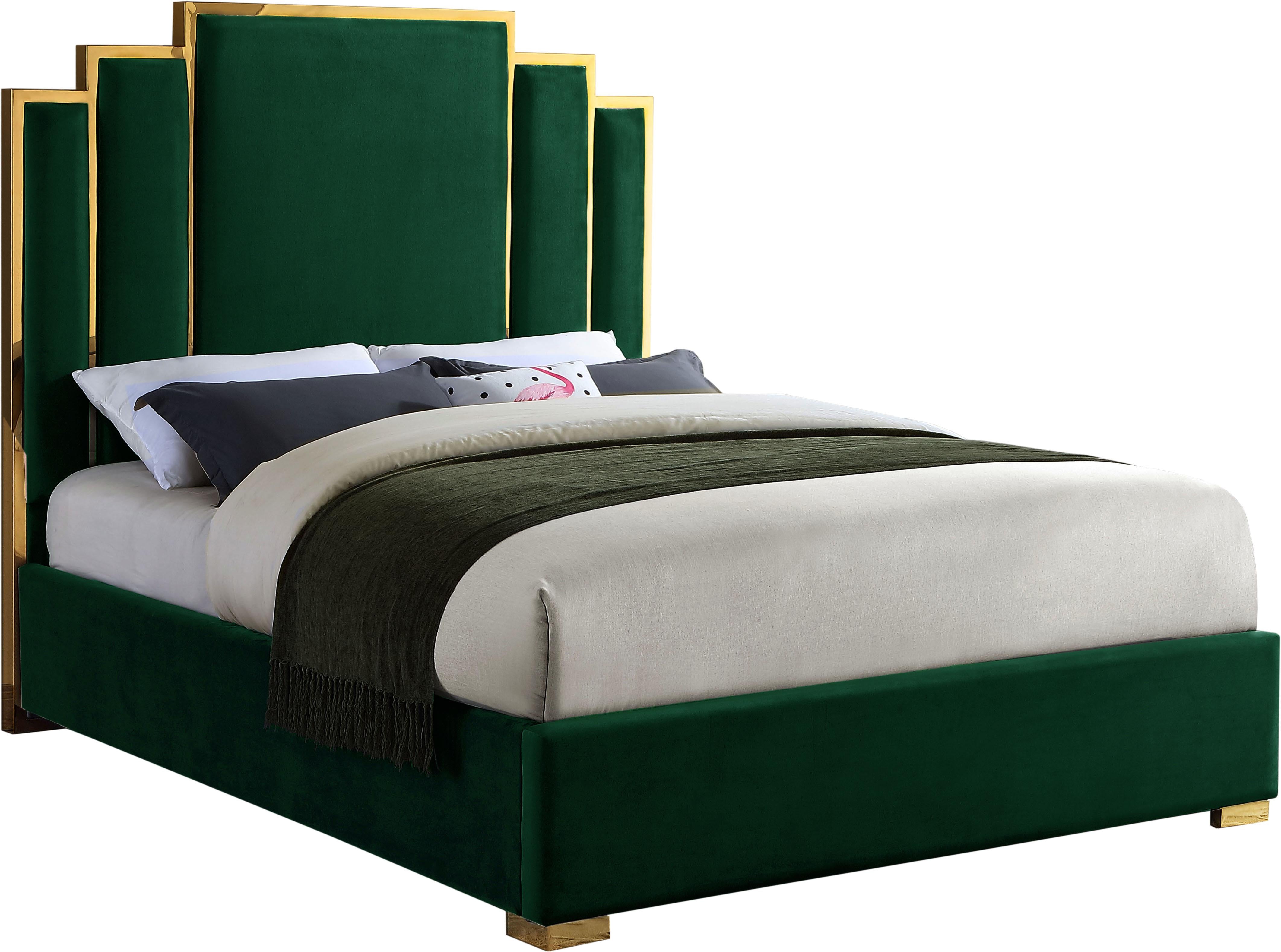 Hugo Green Velvet Queen Bed - Luxury Home Furniture (MI)
