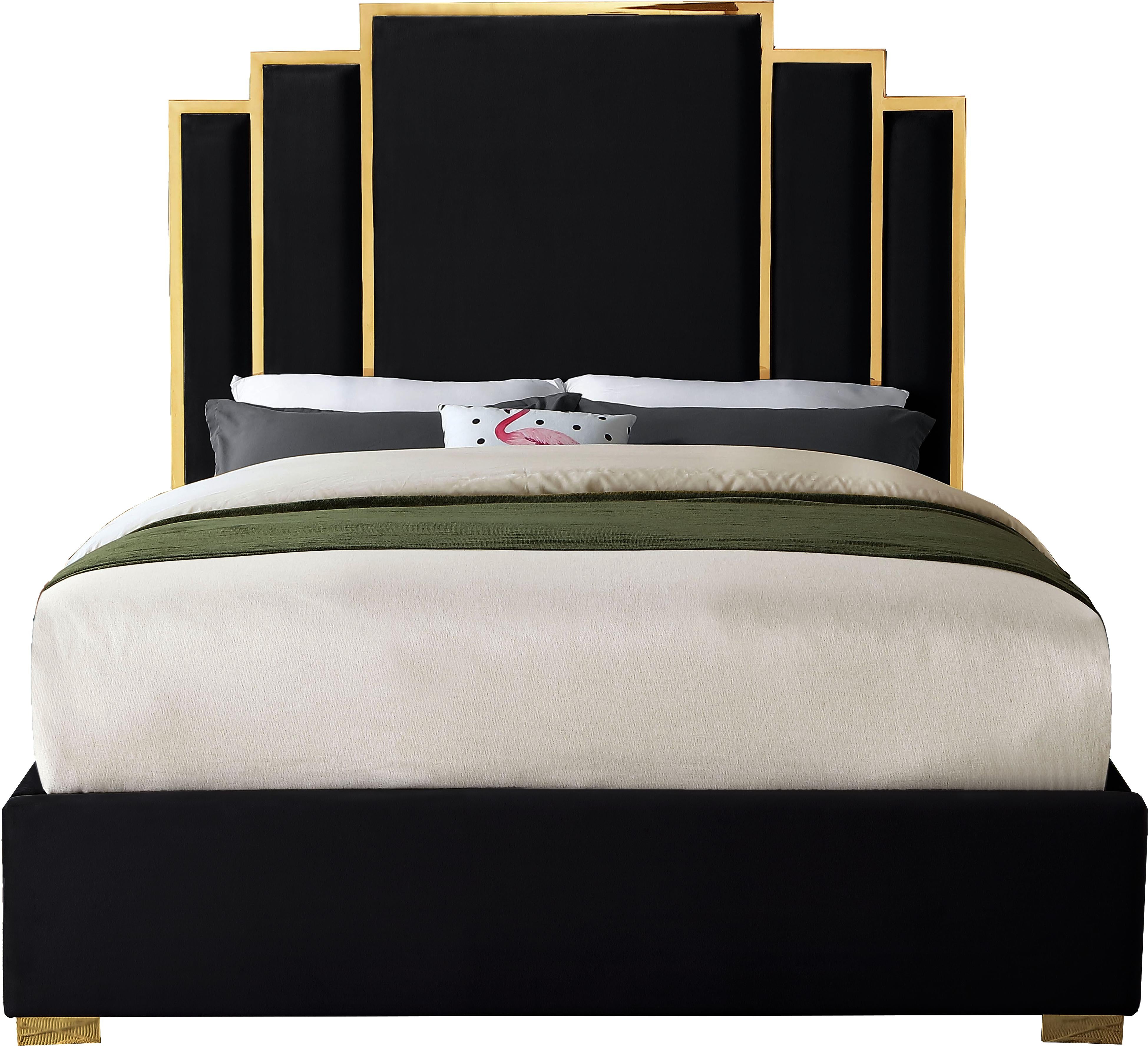 Hugo Black Velvet Queen Bed - Luxury Home Furniture (MI)