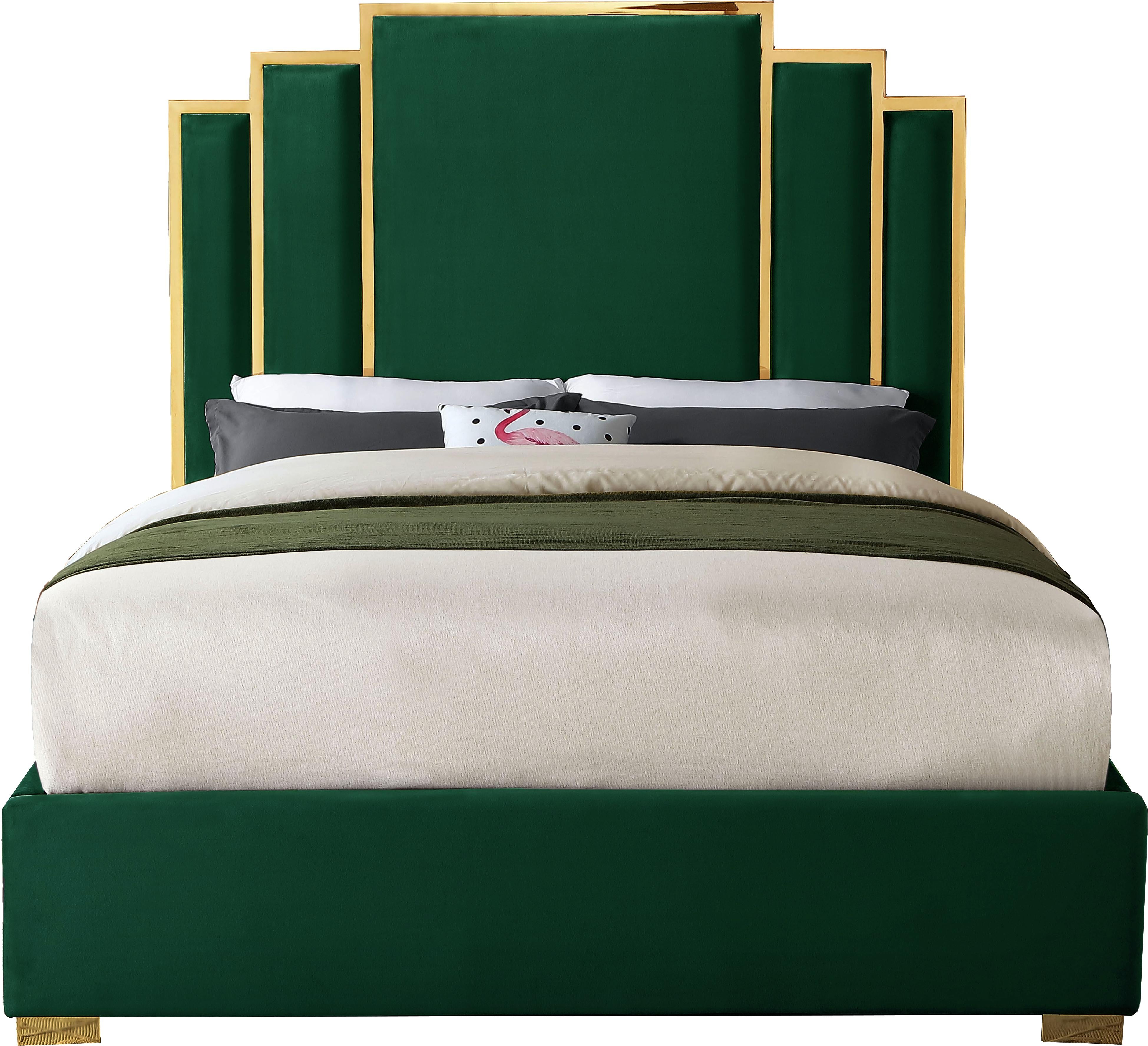 Hugo Green Velvet Queen Bed - Luxury Home Furniture (MI)