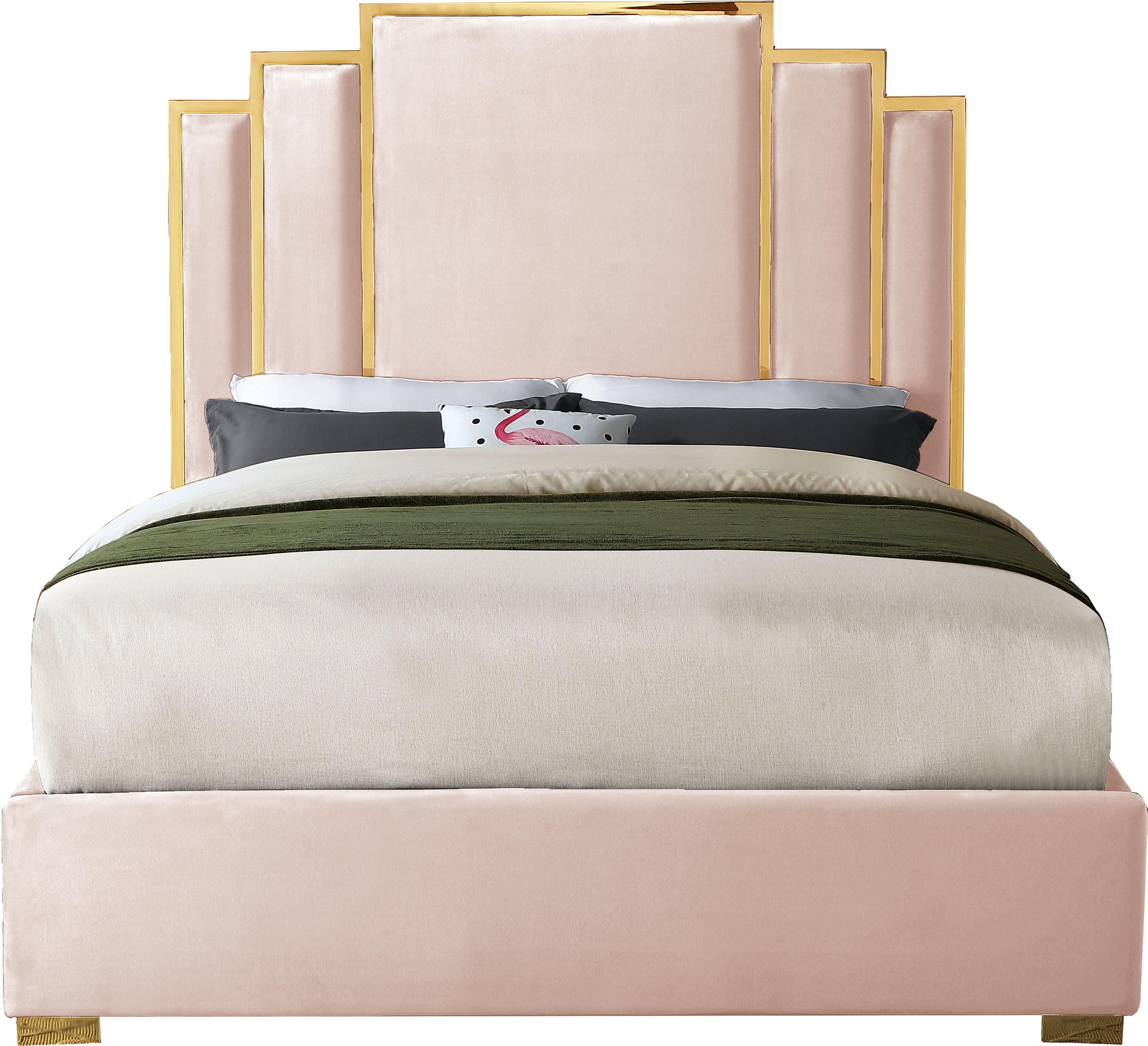 Hugo Pink Velvet Queen Bed - Luxury Home Furniture (MI)