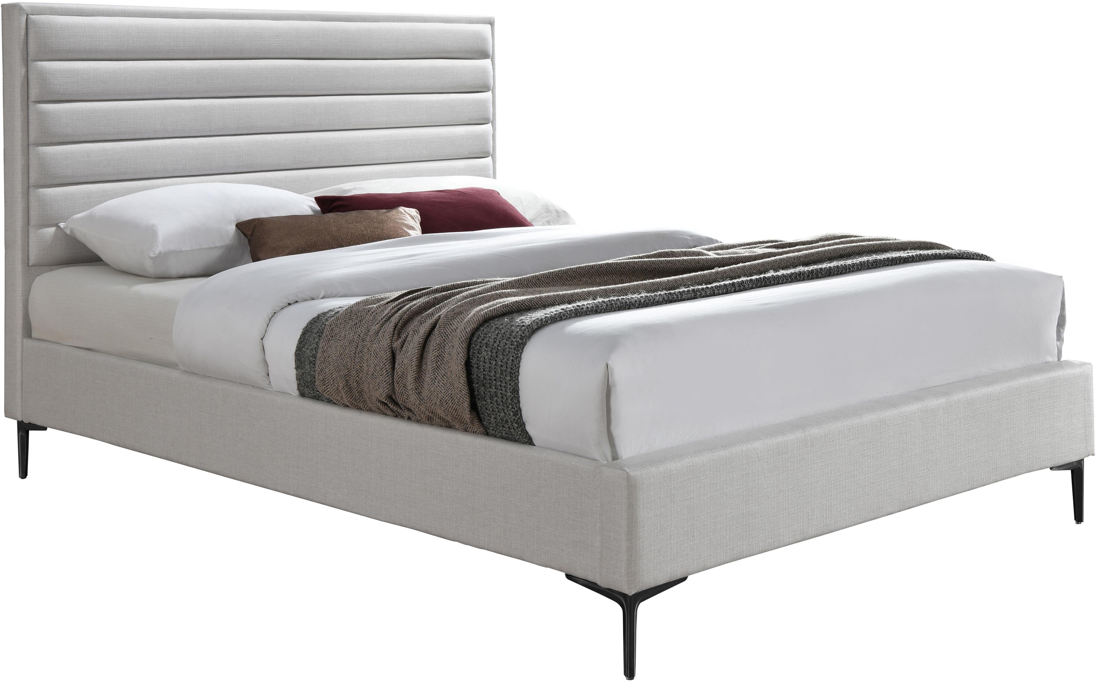 Hunter Cream Linen Queen Bed - Luxury Home Furniture (MI)