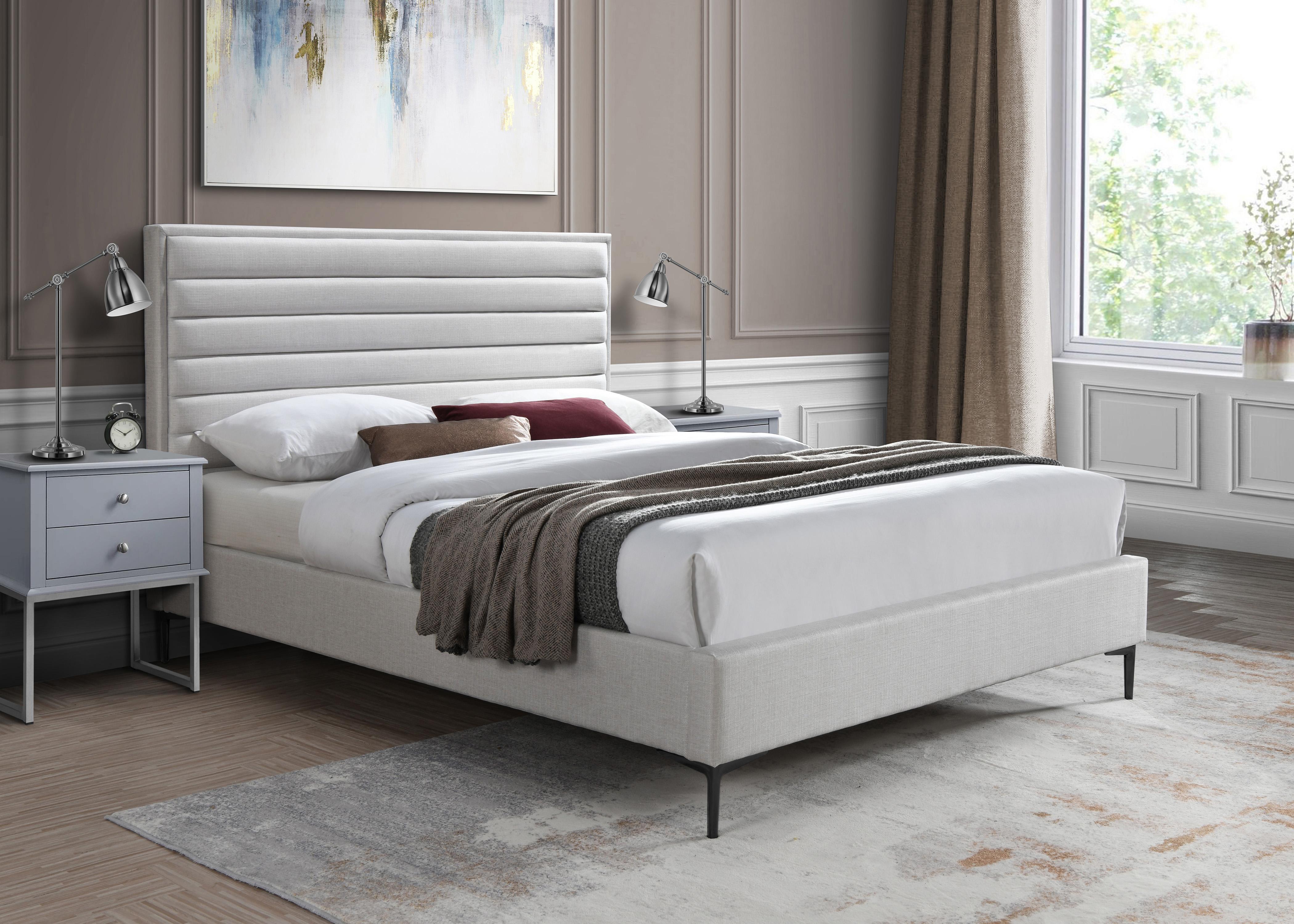 Hunter Cream Linen King Bed - Luxury Home Furniture (MI)