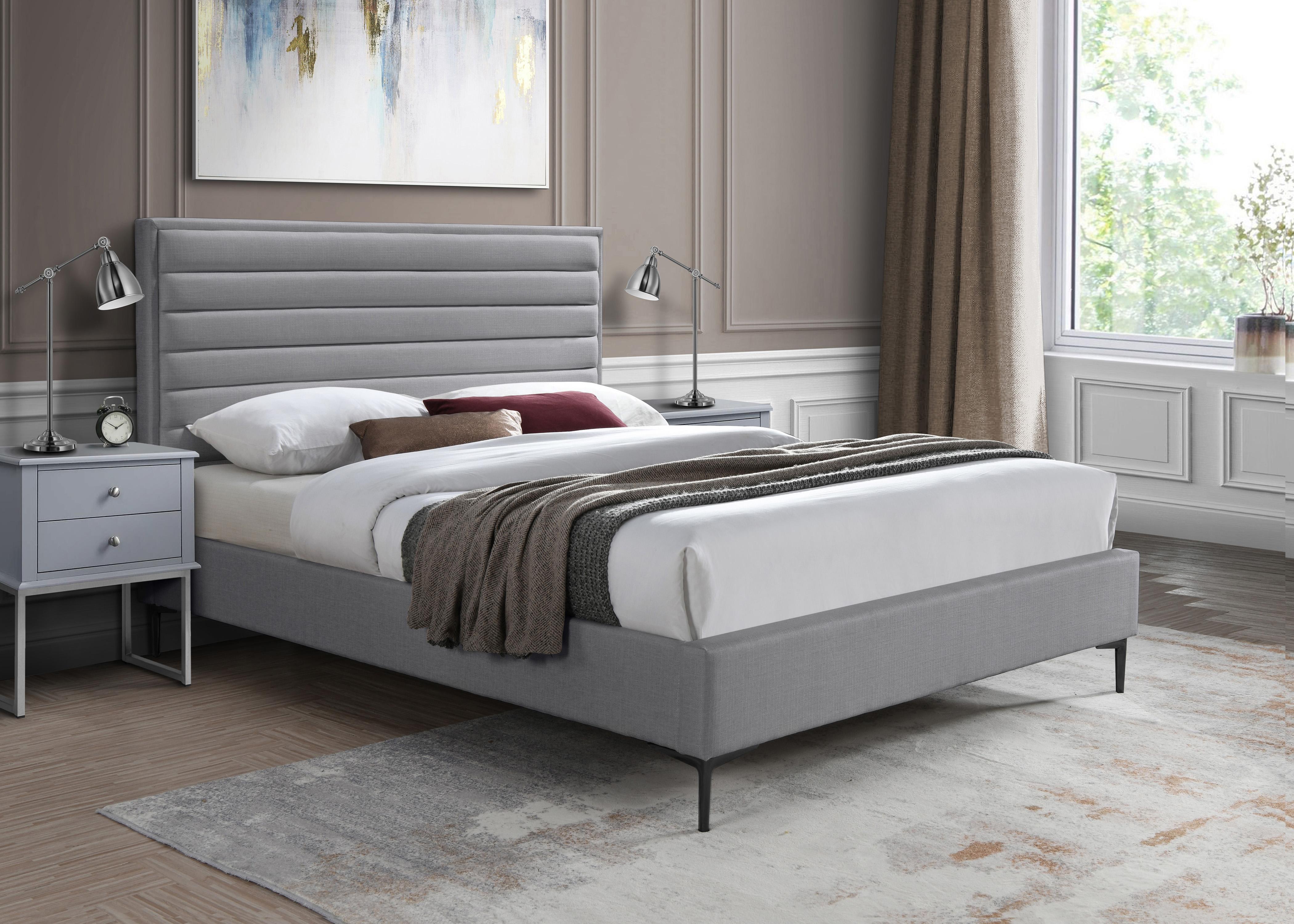 Hunter Grey Linen Queen Bed - Luxury Home Furniture (MI)
