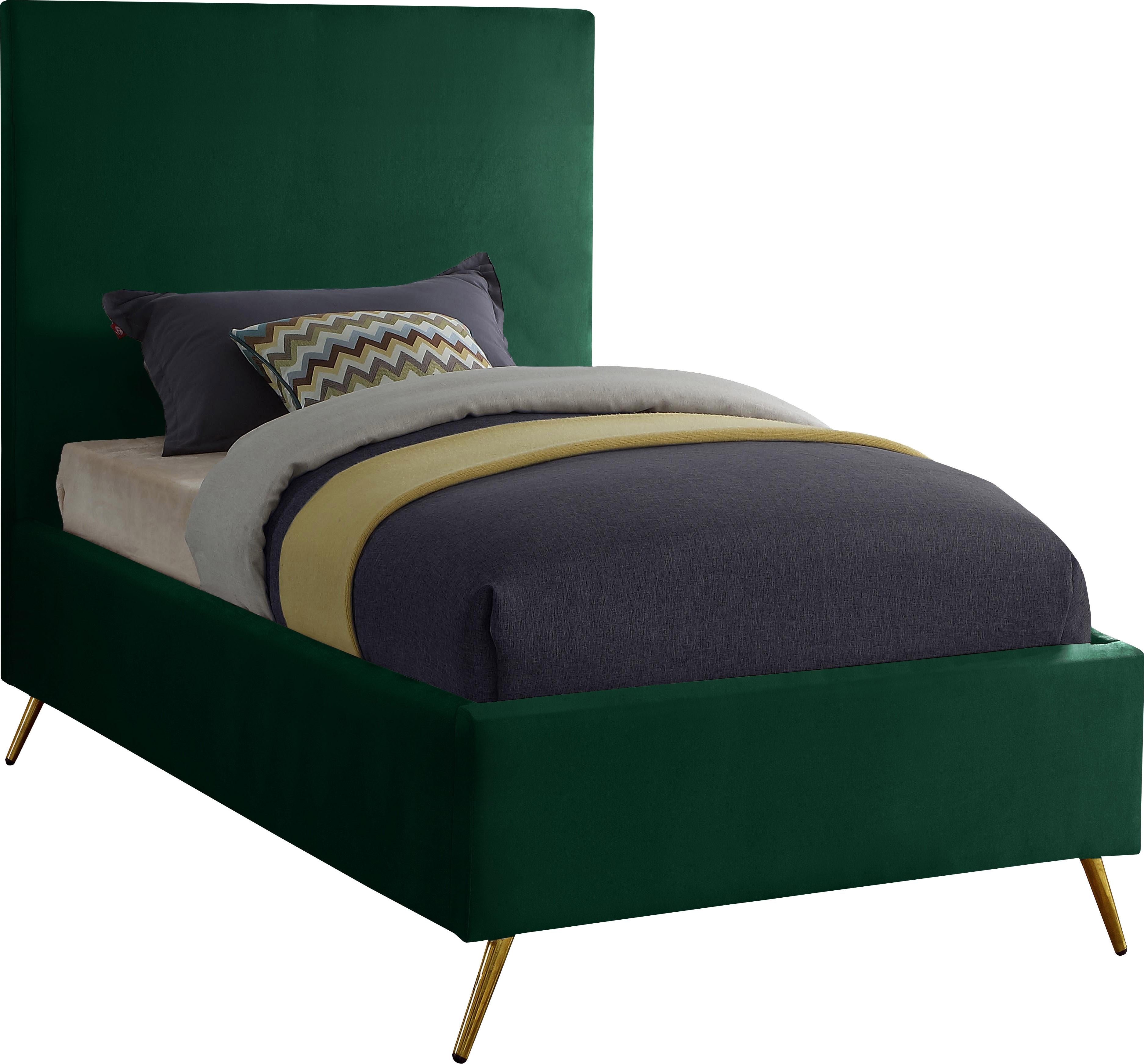 Jasmine Green Velvet Twin Bed - Luxury Home Furniture (MI)