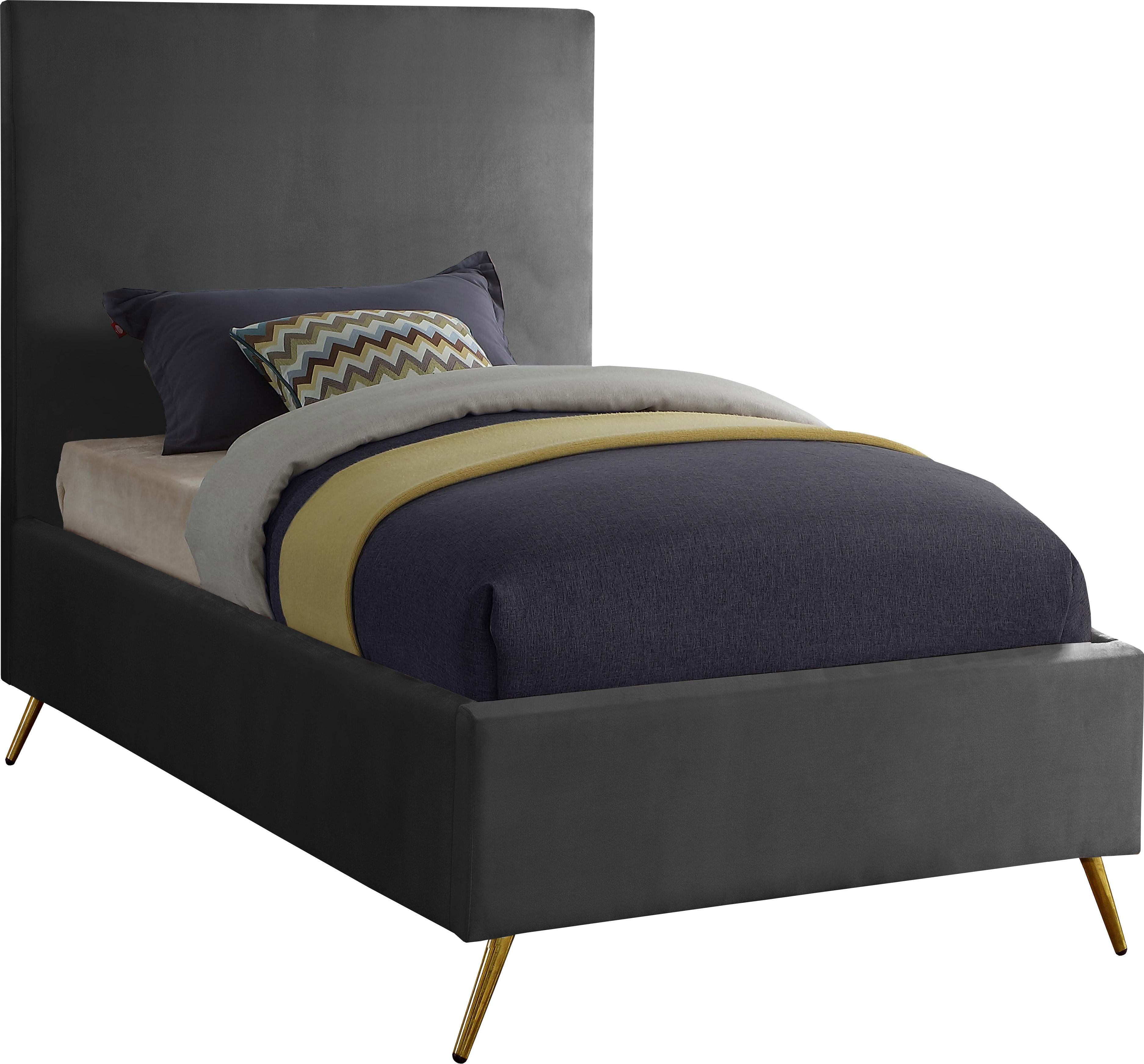 Jasmine Grey Velvet Twin Bed - Luxury Home Furniture (MI)
