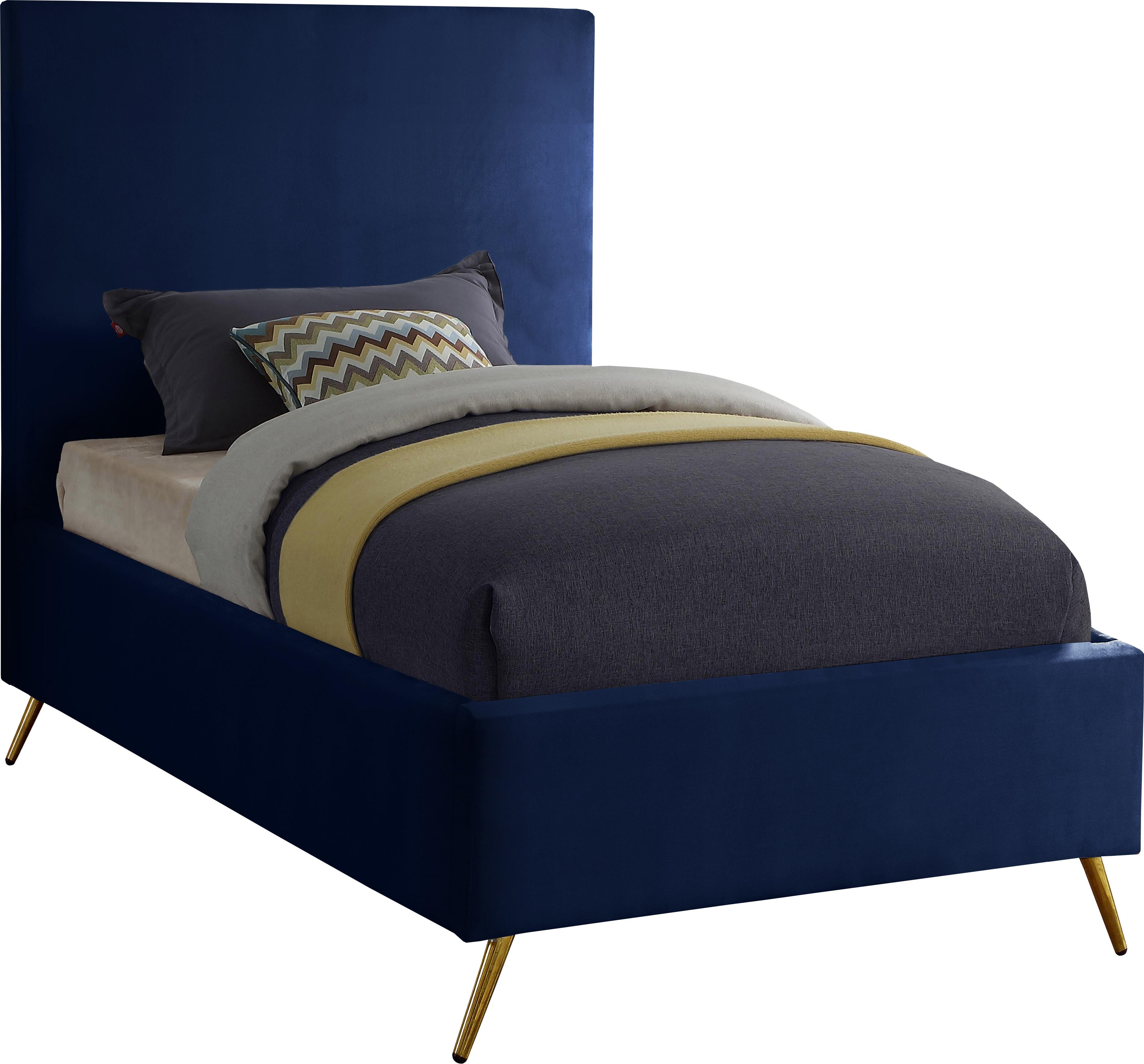 Jasmine Navy Velvet Twin Bed - Luxury Home Furniture (MI)