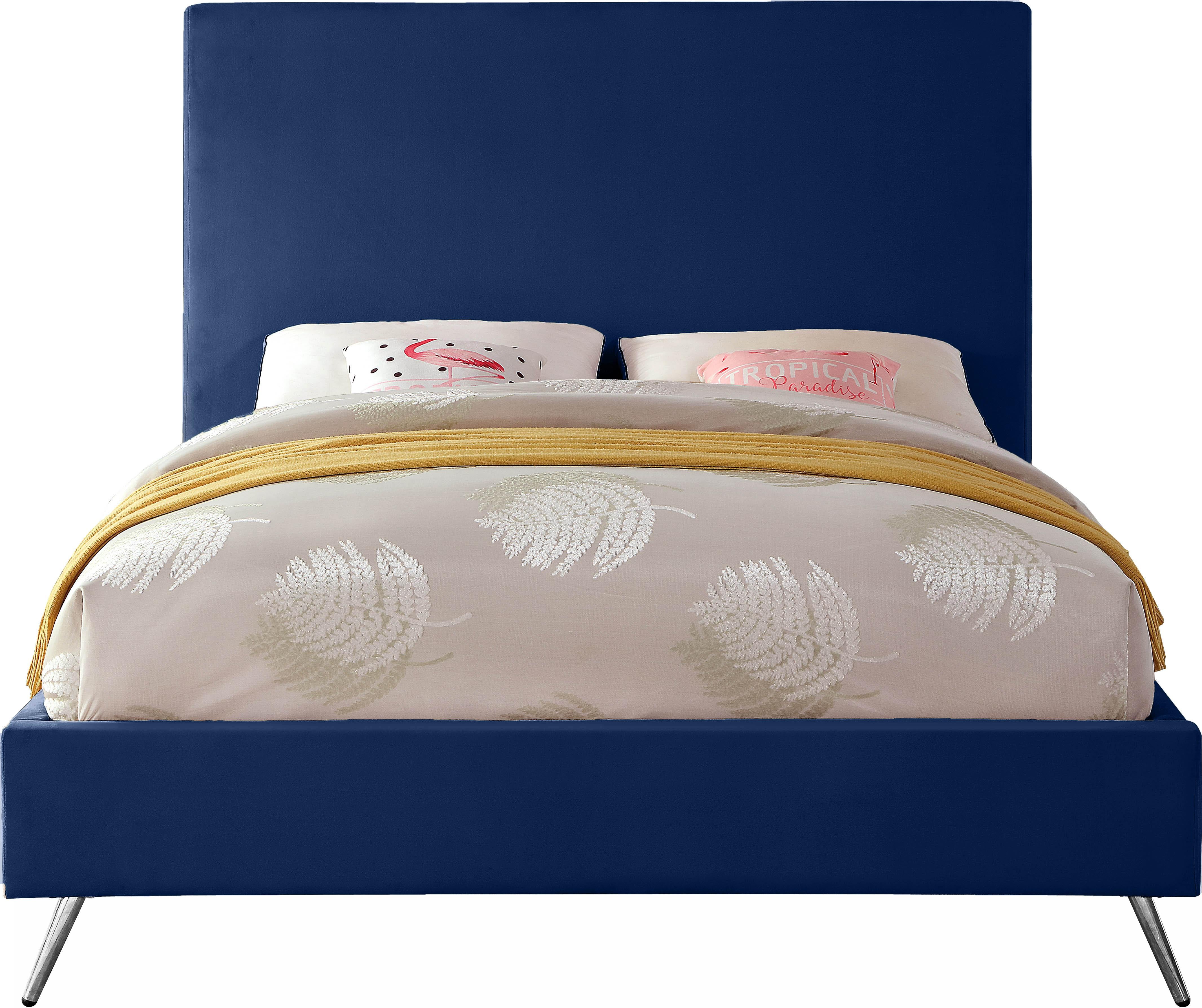 Jasmine Navy Velvet Queen Bed - Luxury Home Furniture (MI)