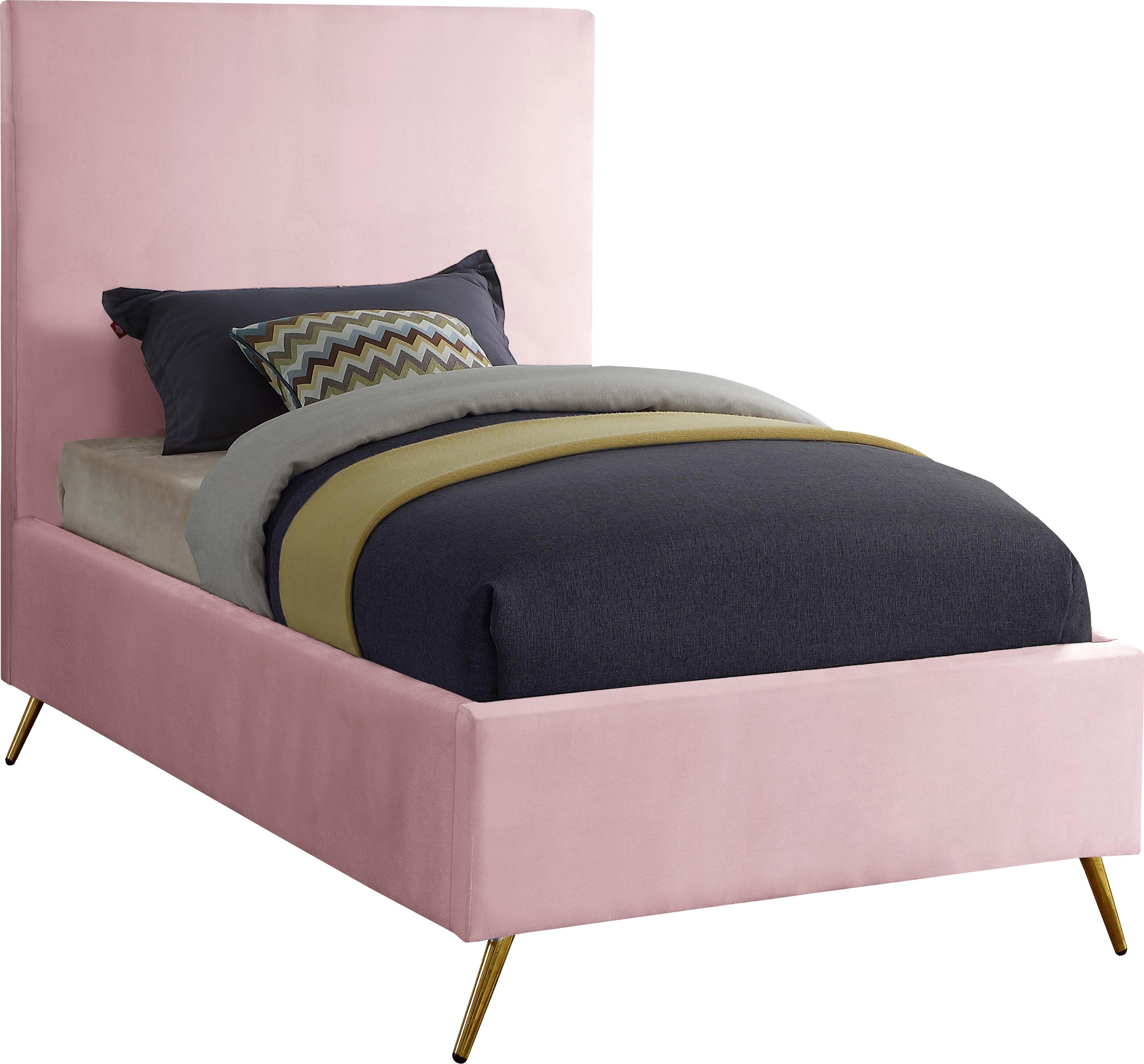 Jasmine Pink Velvet Twin Bed - Luxury Home Furniture (MI)