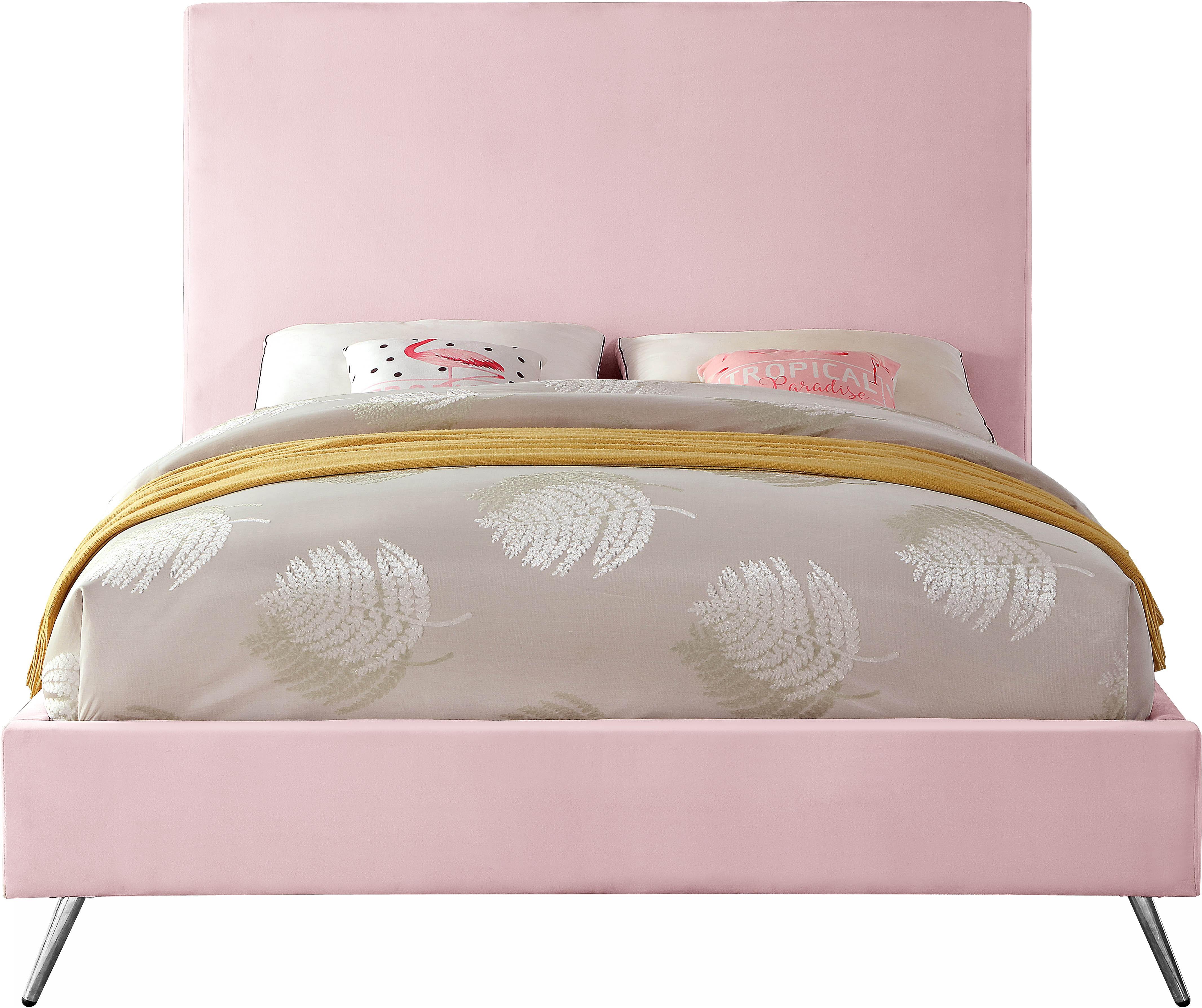Jasmine Pink Velvet King Bed - Luxury Home Furniture (MI)