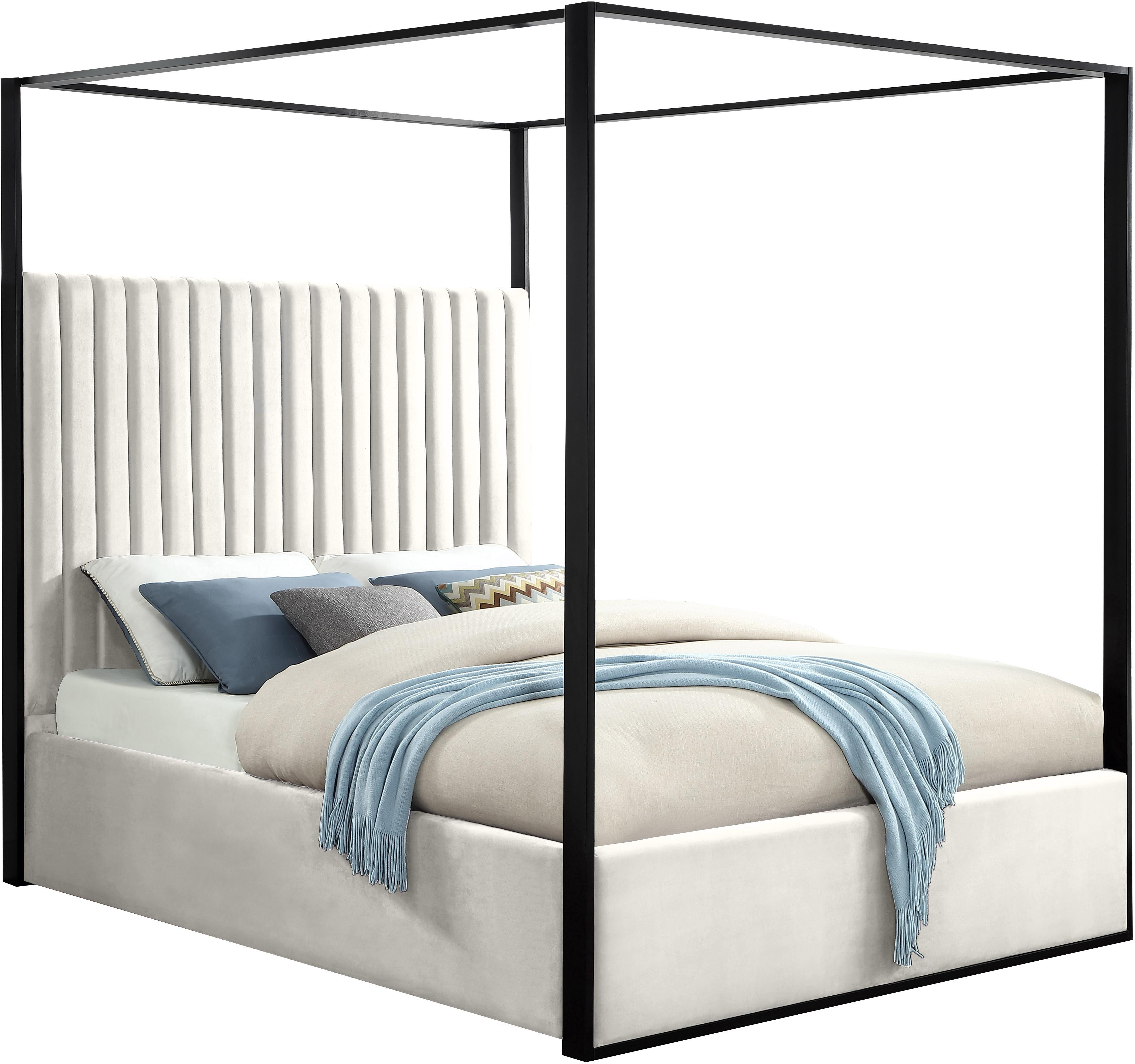 Jax Cream Velvet King Bed - Luxury Home Furniture (MI)