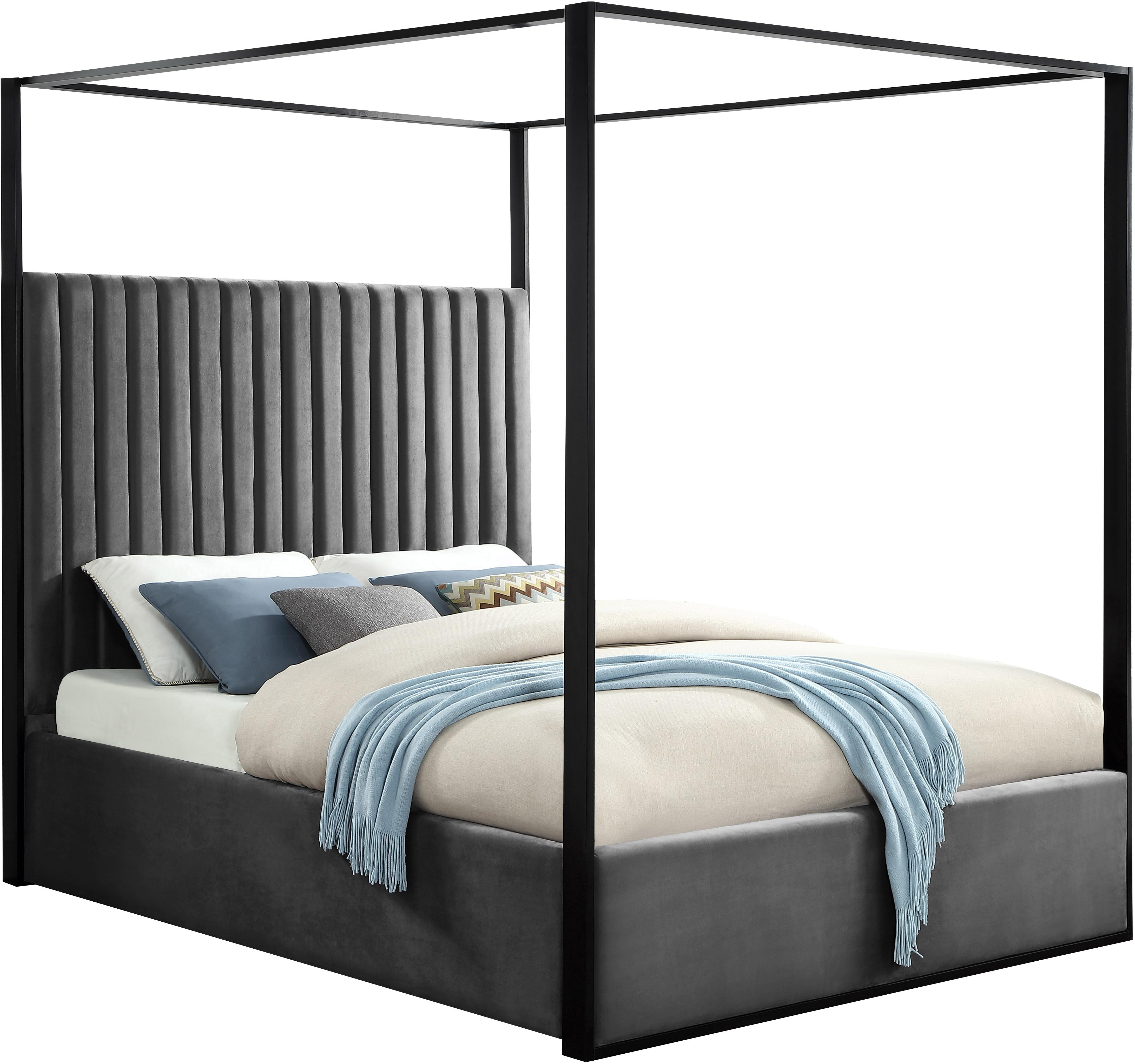 Jax Grey Velvet King Bed - Luxury Home Furniture (MI)
