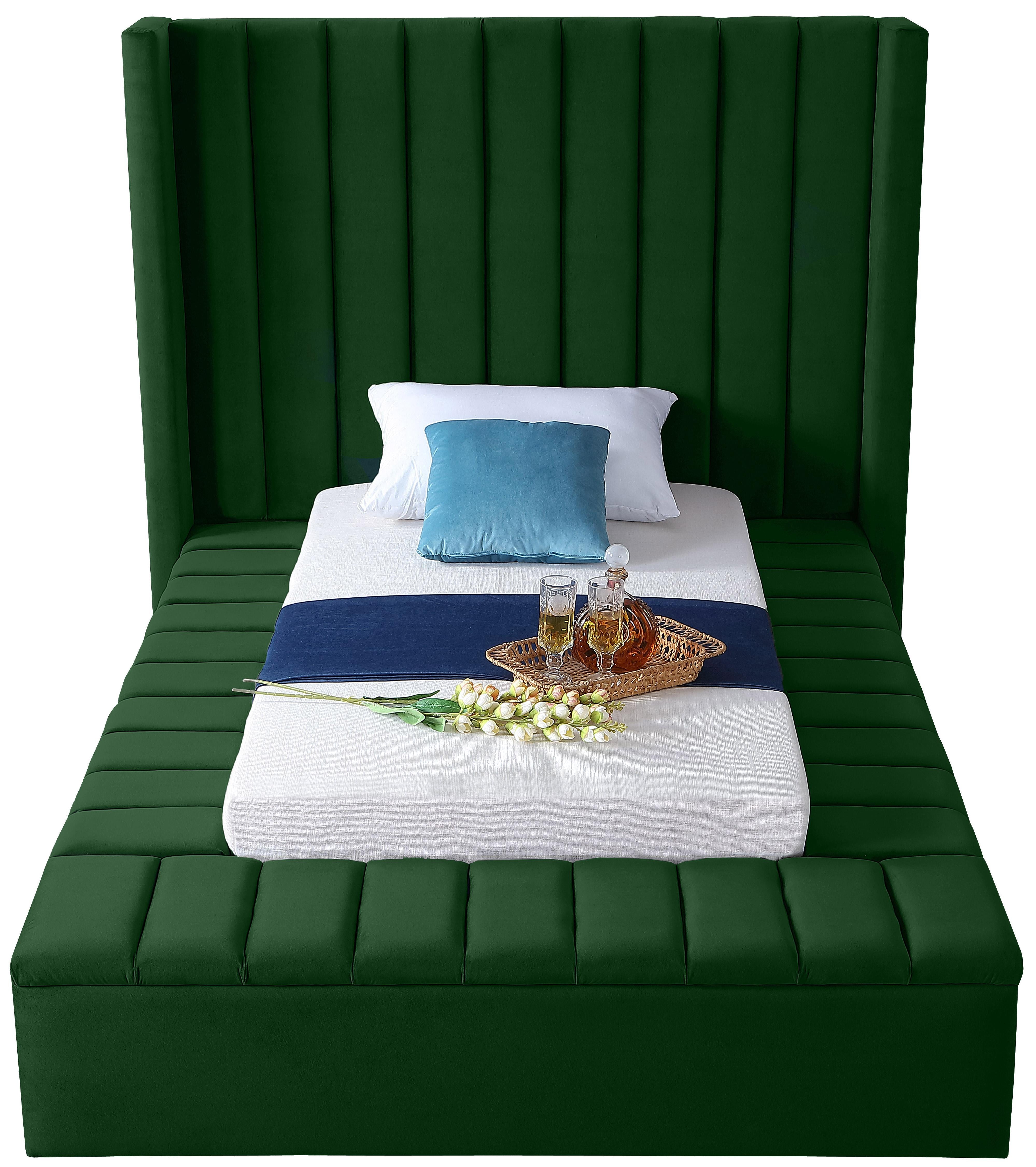 Kiki Green Velvet Twin Bed (3 Boxes) - Luxury Home Furniture (MI)