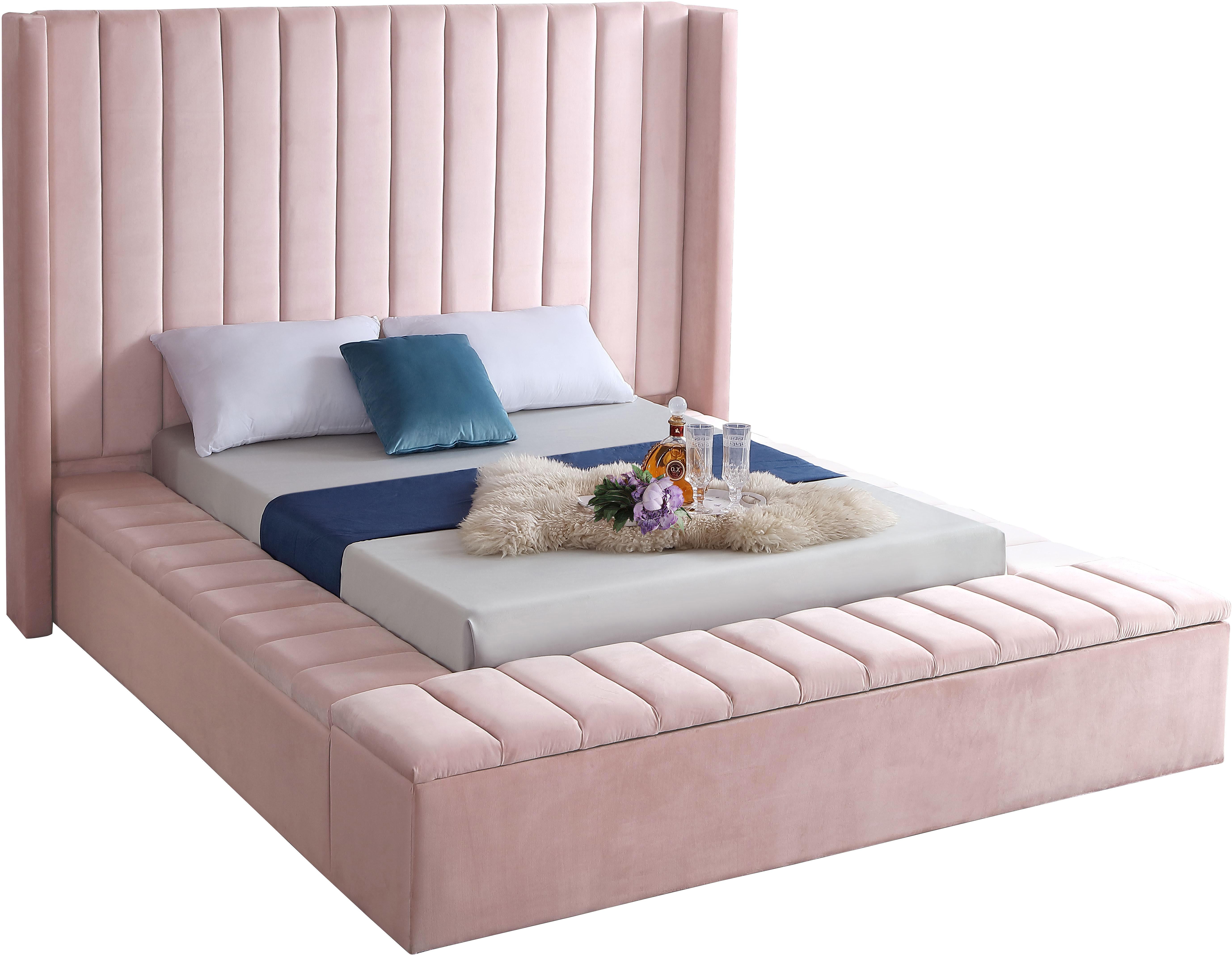 Kiki Pink Velvet Full Bed (3 Boxes)