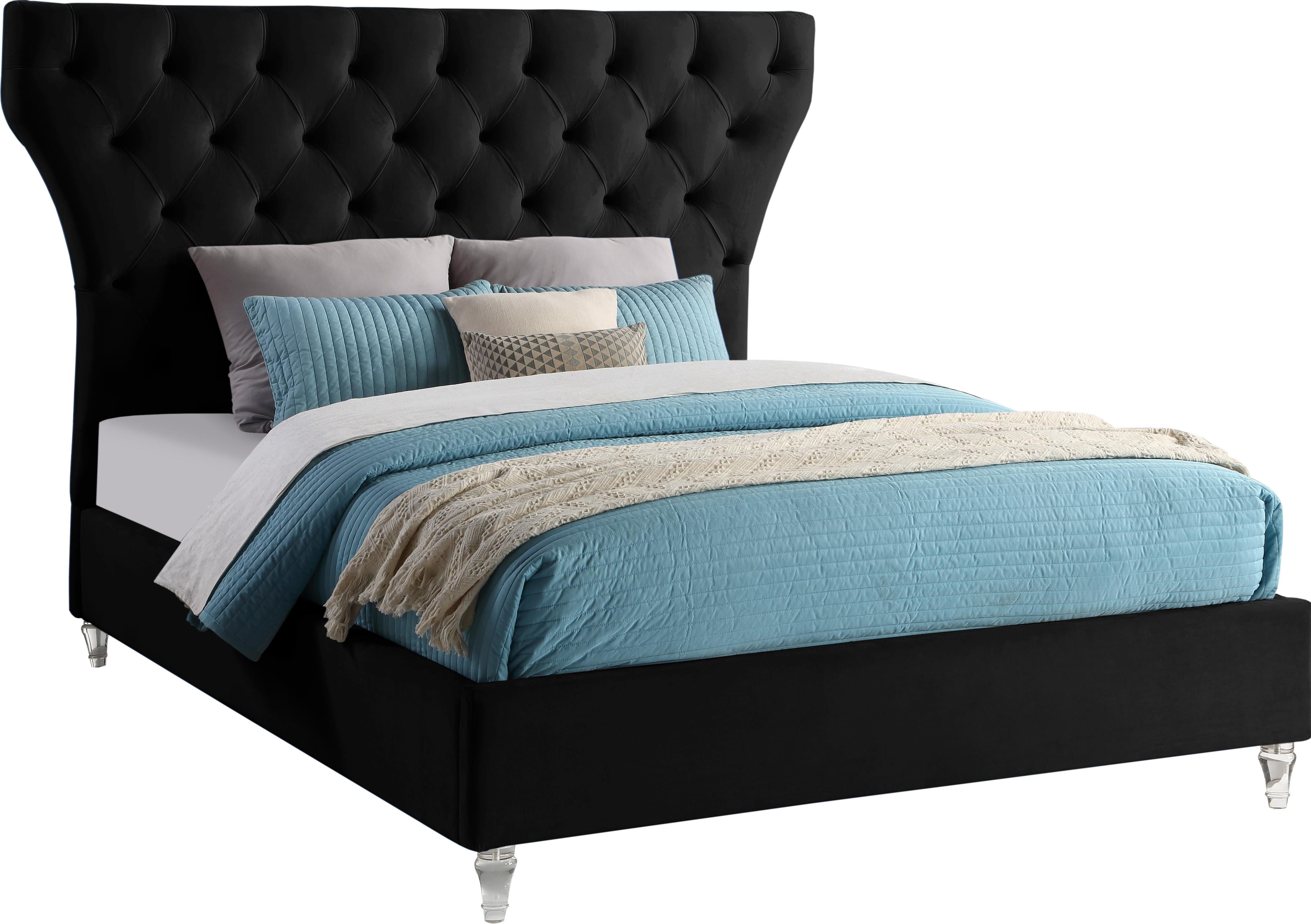Kira Black Velvet King Bed - Luxury Home Furniture (MI)