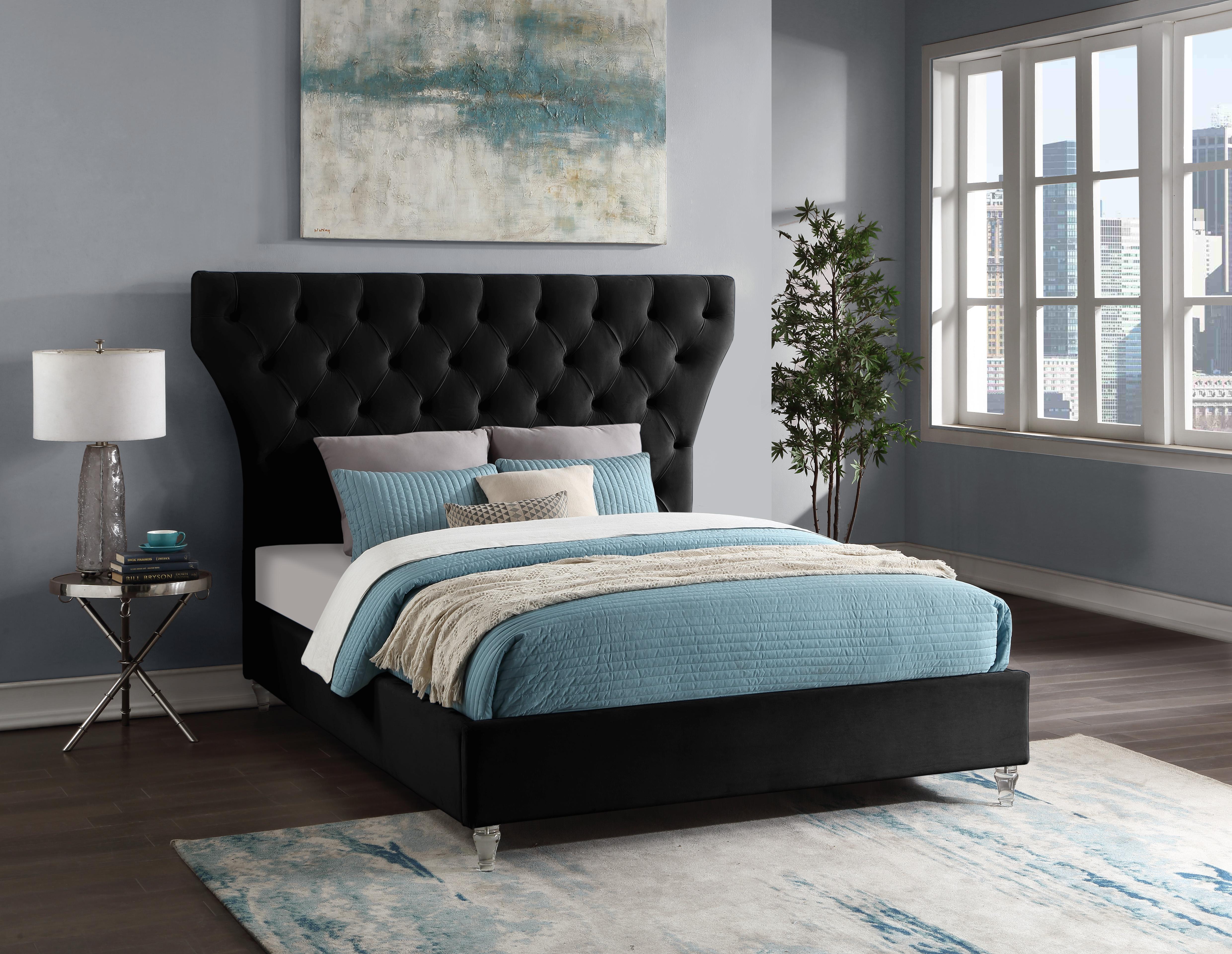 Kira Black Velvet Queen Bed - Luxury Home Furniture (MI)