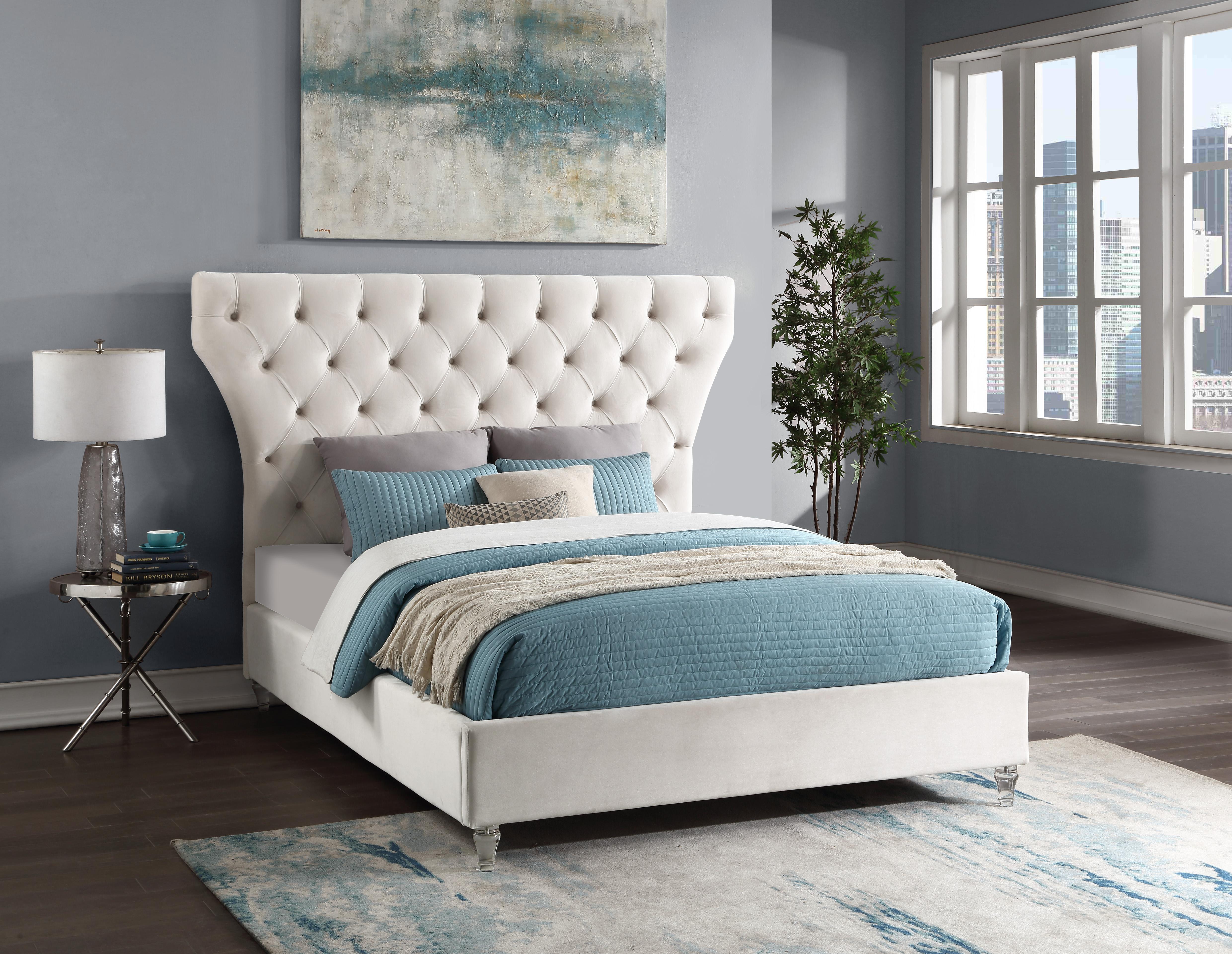 Kira Cream Velvet King Bed - Luxury Home Furniture (MI)