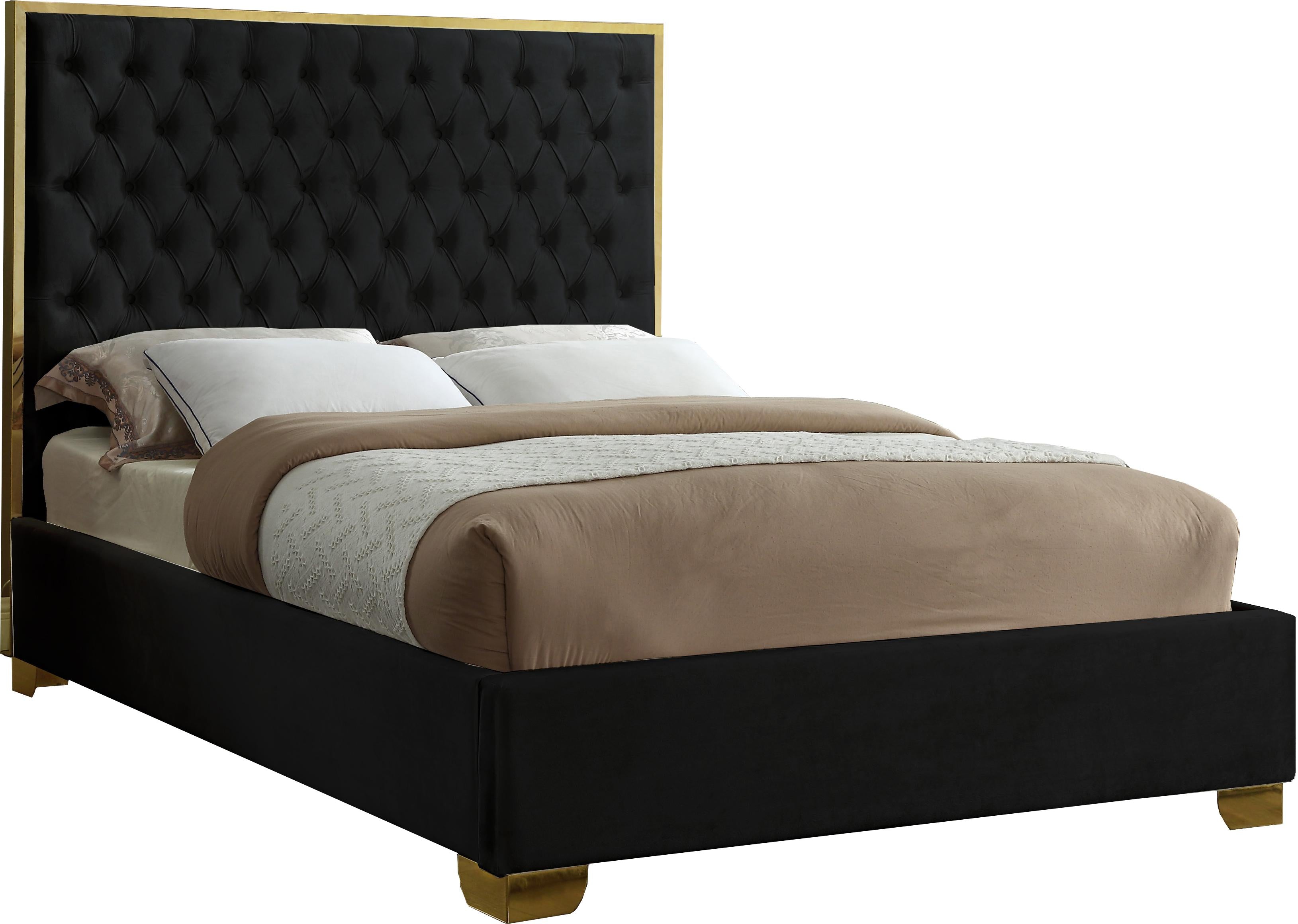 Lana Black Velvet Full Bed - Luxury Home Furniture (MI)